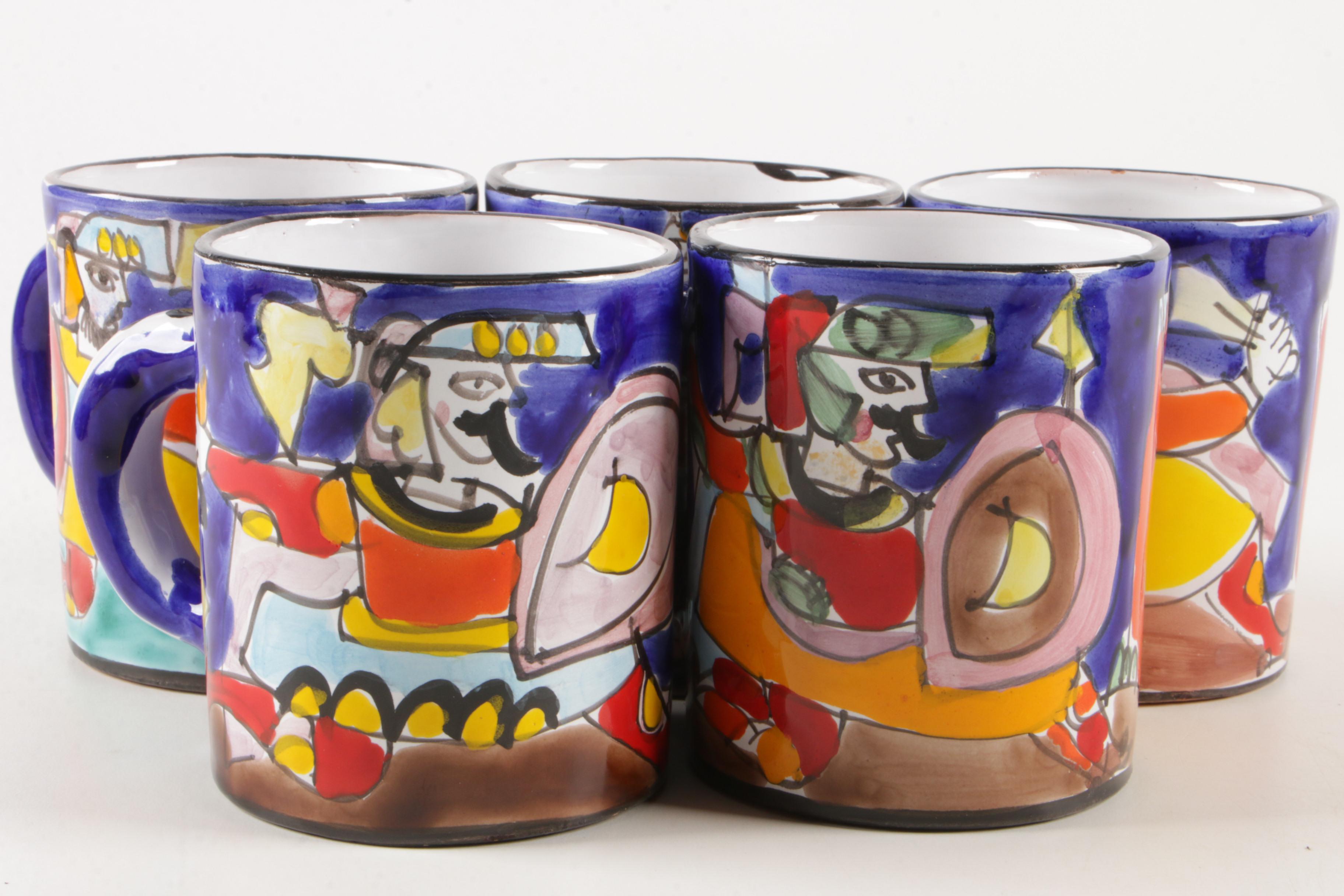 La Musa Sicilian Hand-Painted Folk Art Pottery Plates and Mugs