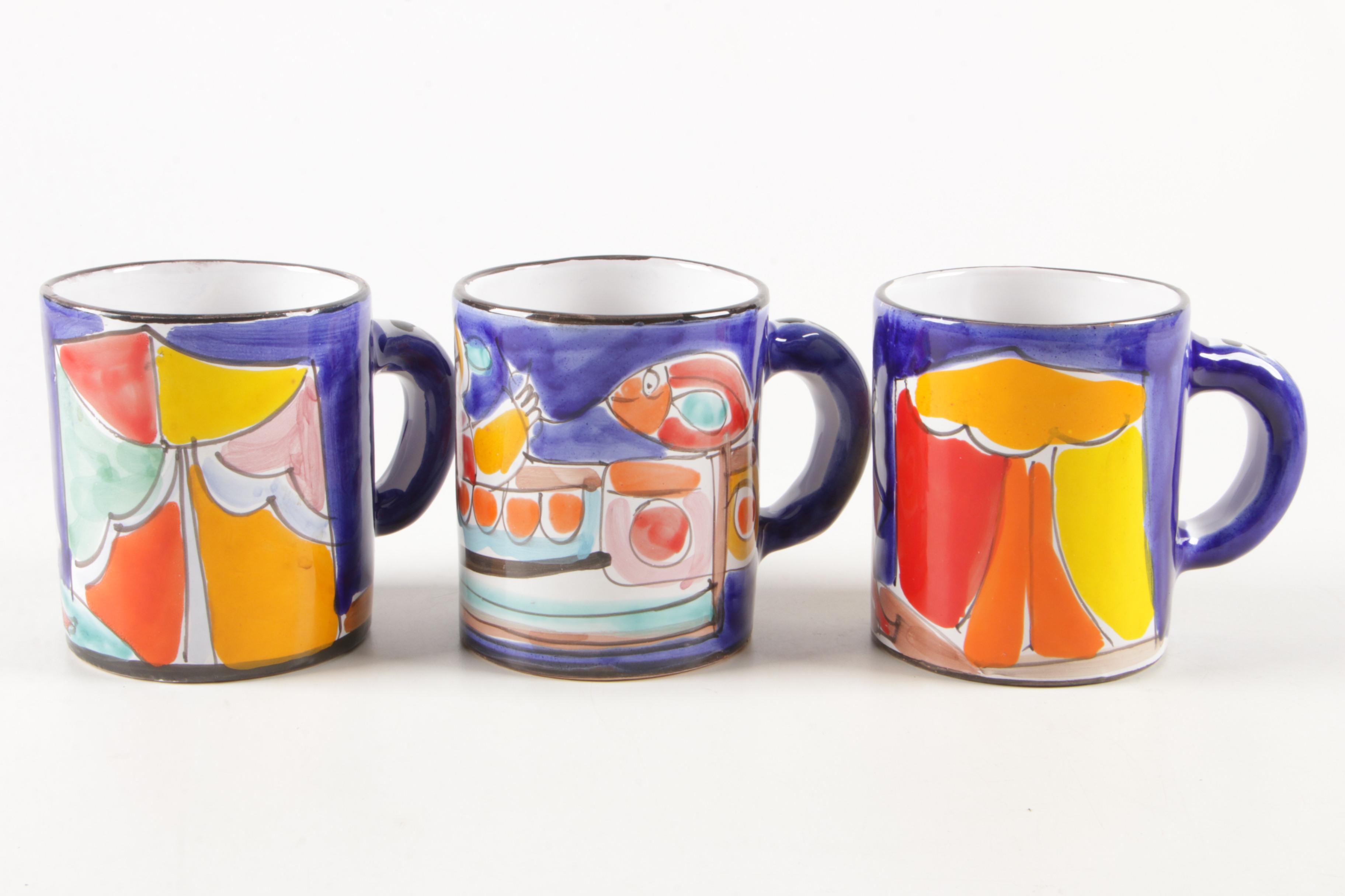 La Musa Sicilian Hand-Painted Folk Art Pottery Plates and Mugs