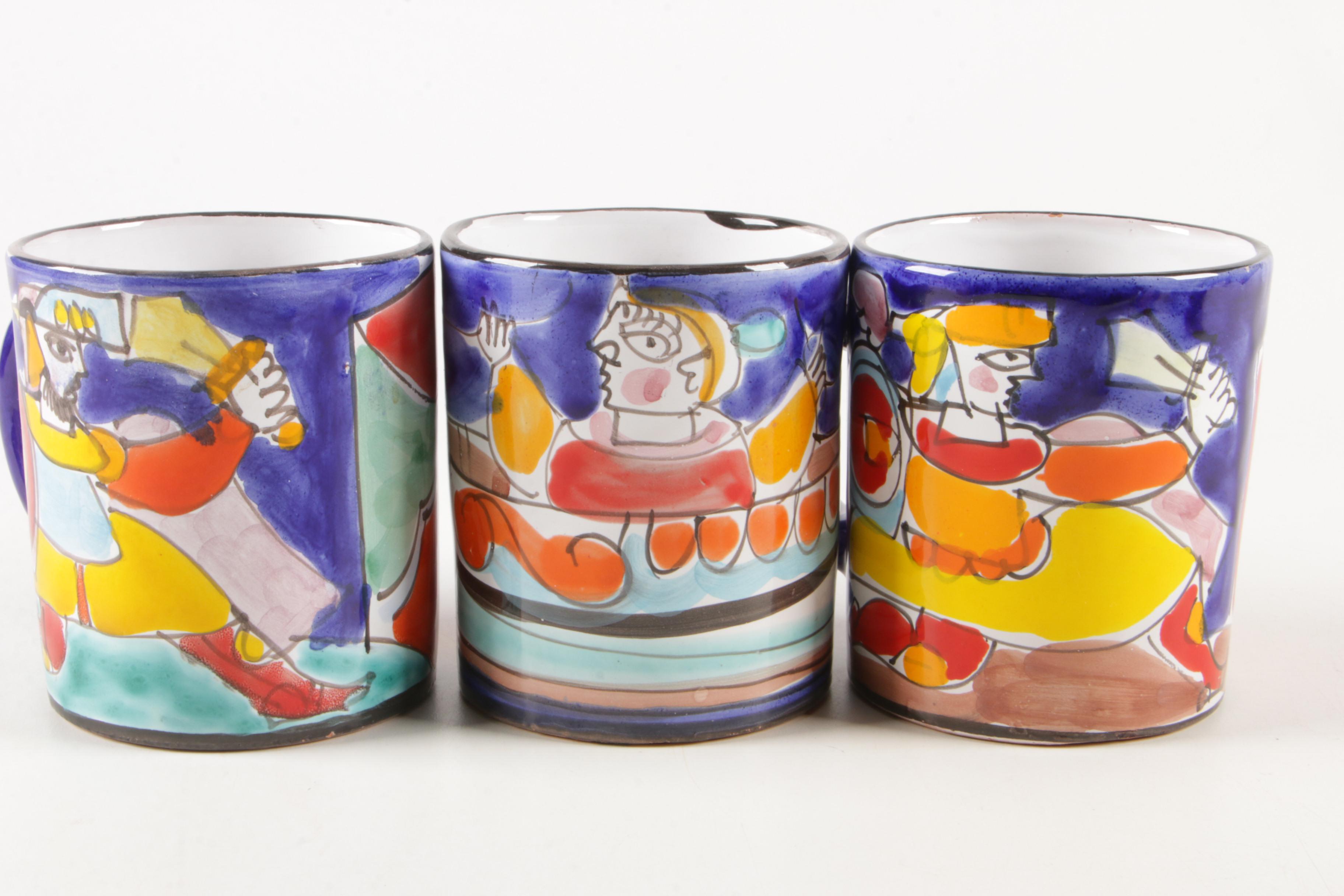 La Musa Sicilian Hand-Painted Folk Art Pottery Plates and Mugs