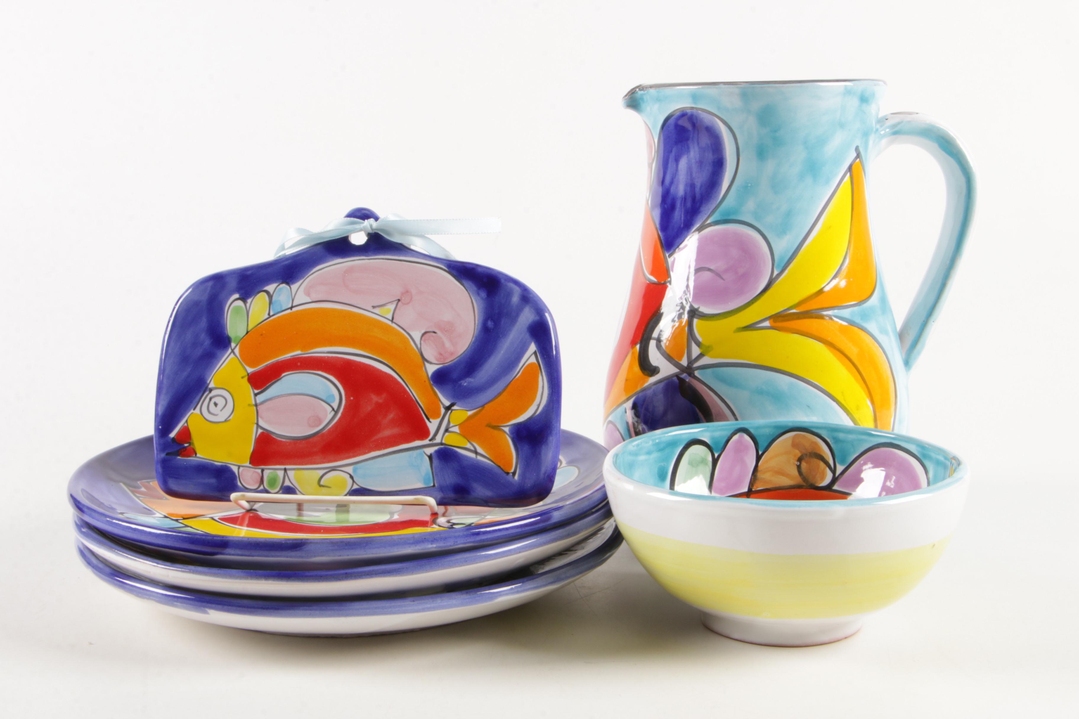 Italian La Musa Hand-Painted Ceramic Tableware