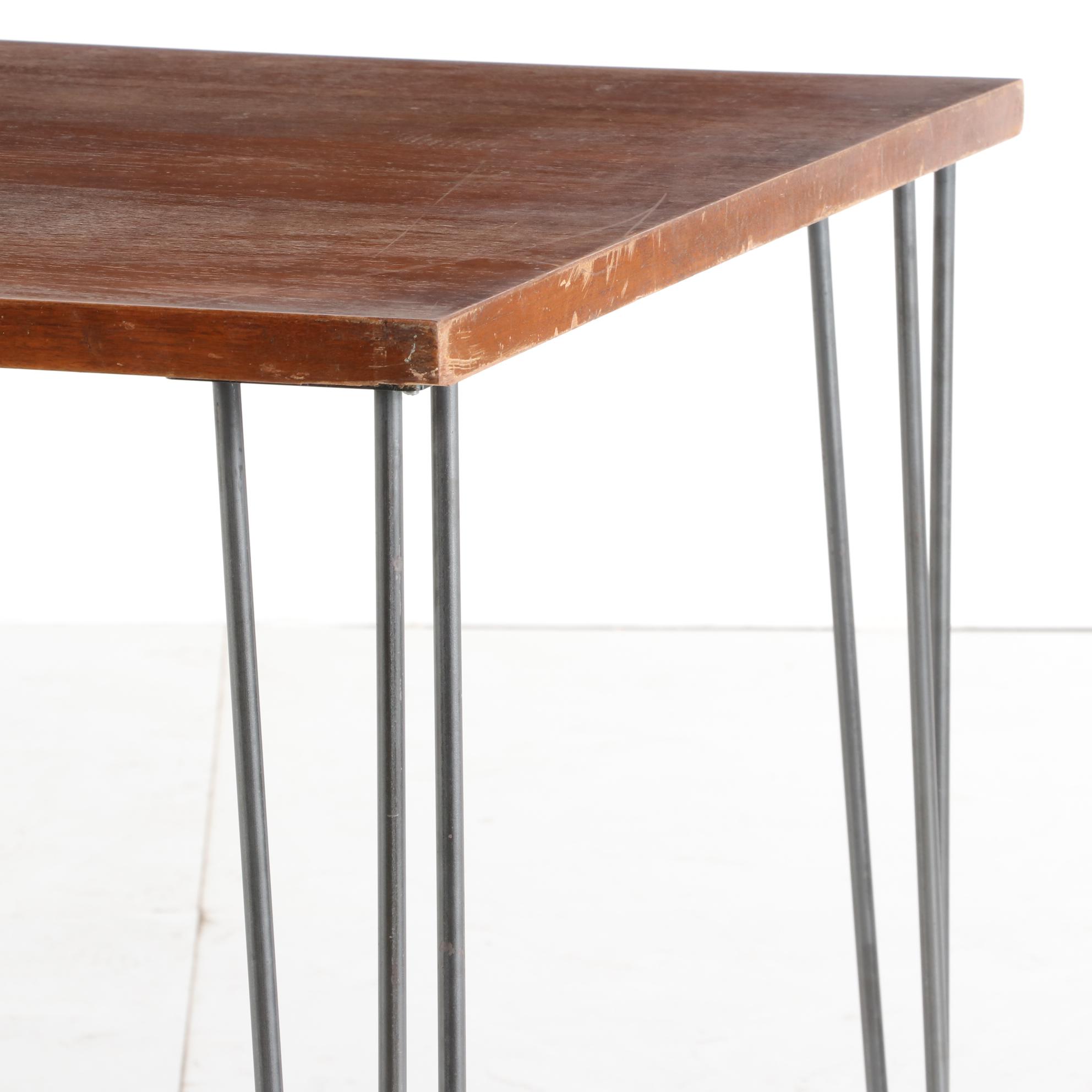 Contemporary Modern Wood and Metal Dining Table