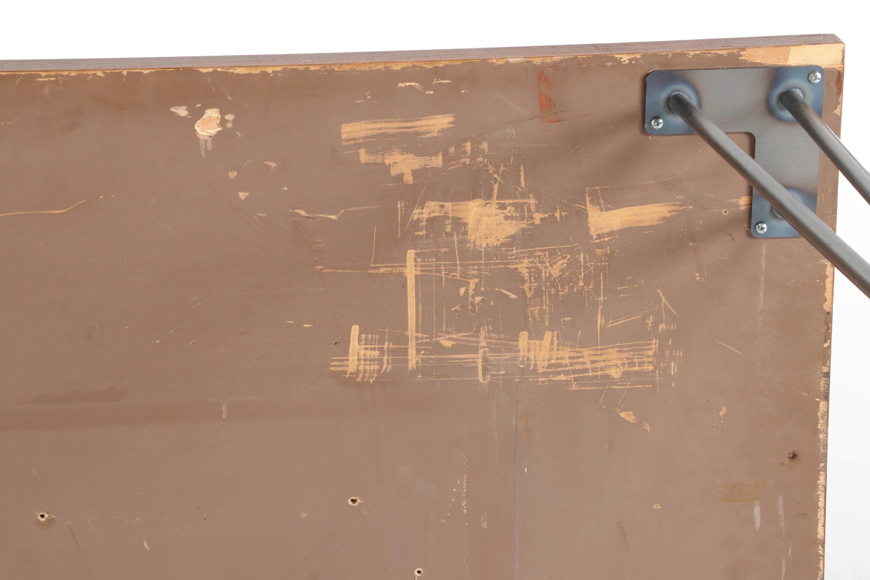 Contemporary Modern Wood and Metal Dining Table