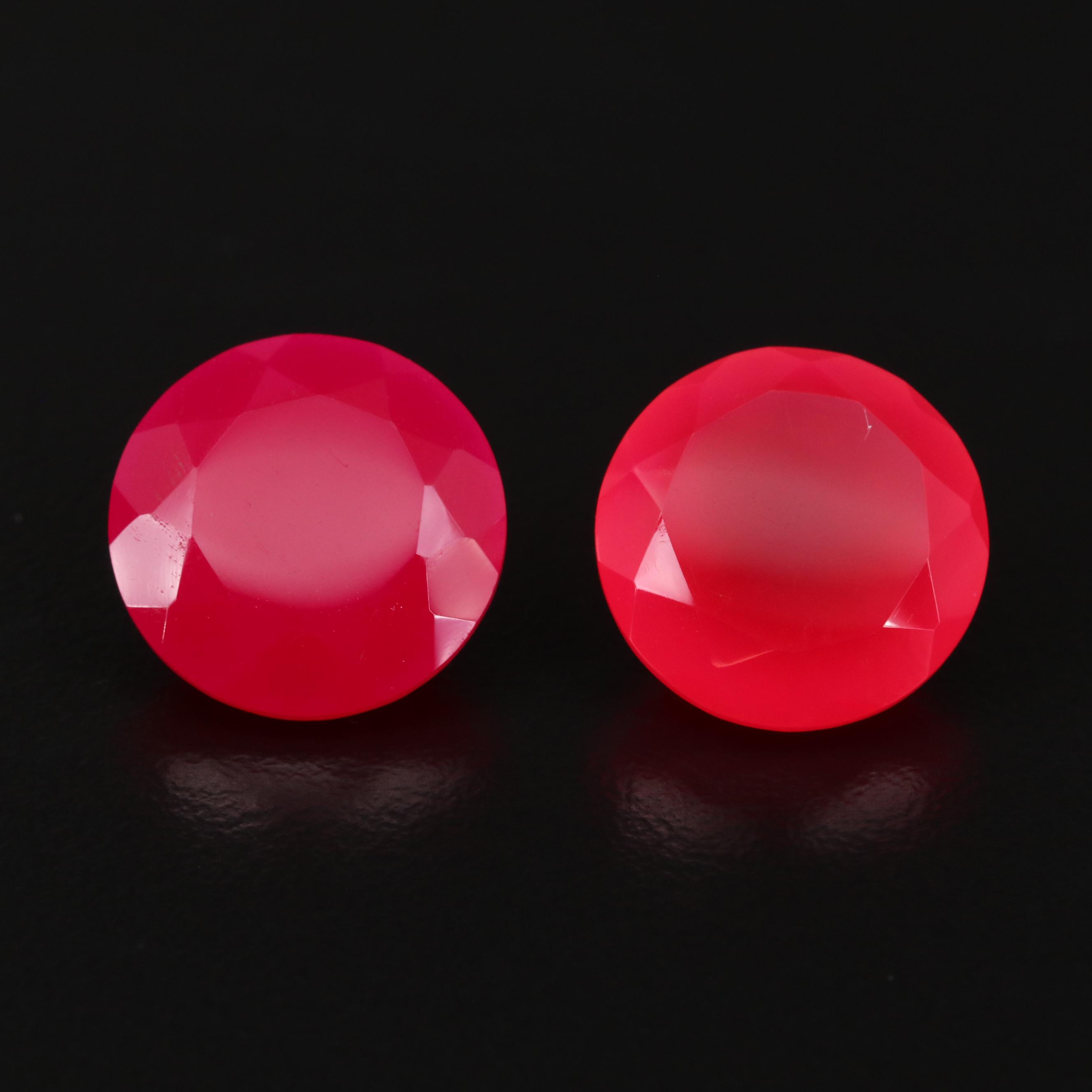 Loose Round Faceted Chalcedony with Mounted Chalcedony Earring and Pendant Set