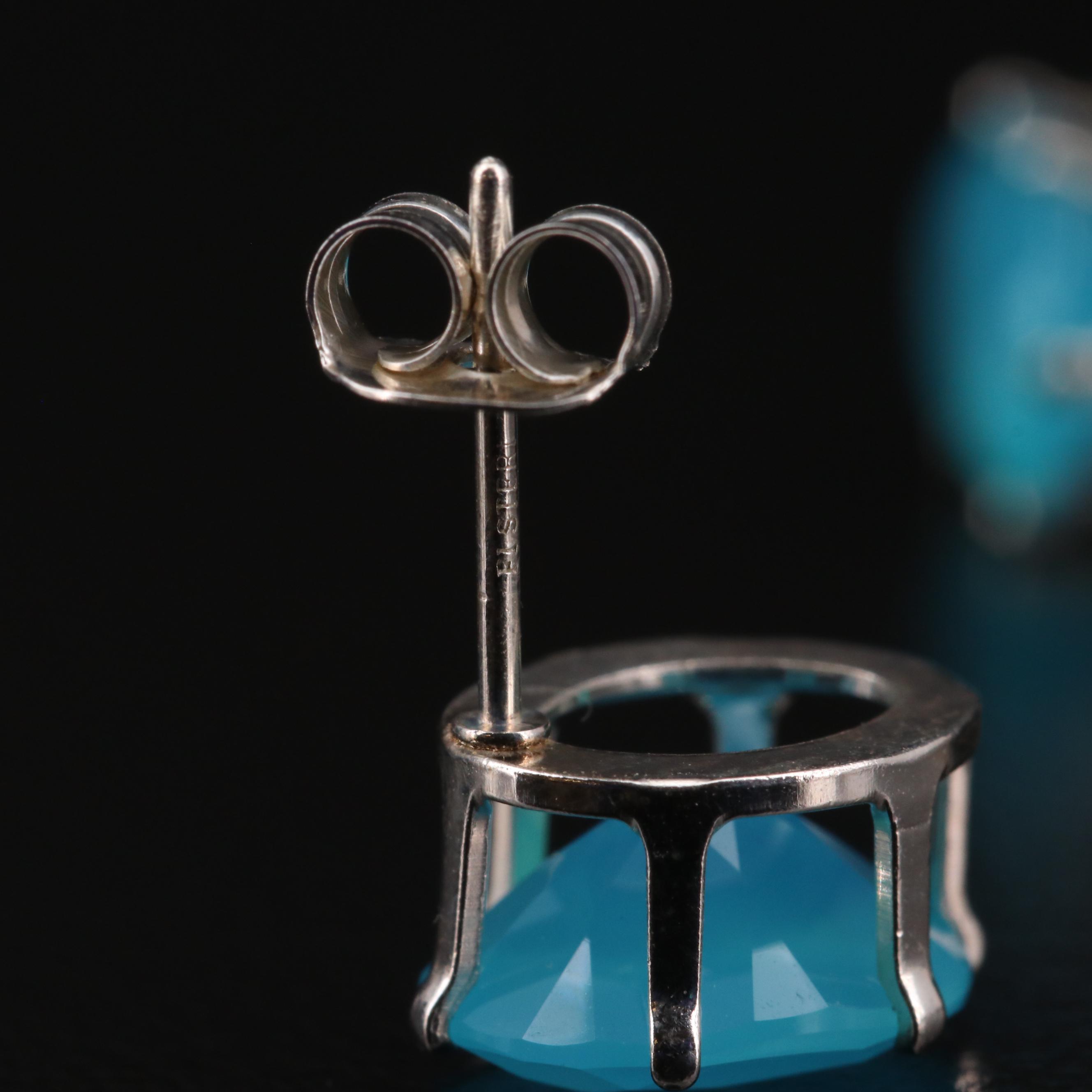 Loose Round Faceted Chalcedony with Mounted Chalcedony Earring and Pendant Set