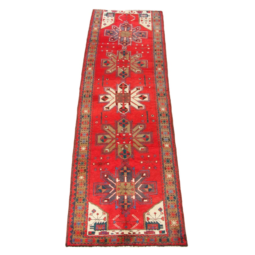 3'4 x 10'8 Hand-Knotted Persian Heriz Carpet Runner