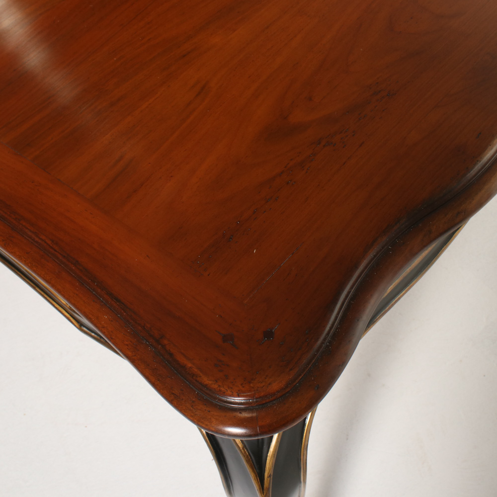 Roche Bobois "Volutes" Parcel-Gilt, Parcel-Ebonized, and Cherrywood Dining Table
