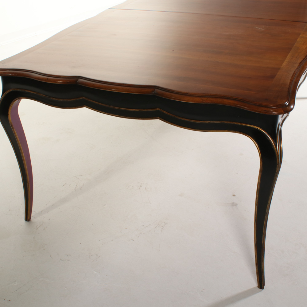 Roche Bobois "Volutes" Parcel-Gilt, Parcel-Ebonized, and Cherrywood Dining Table