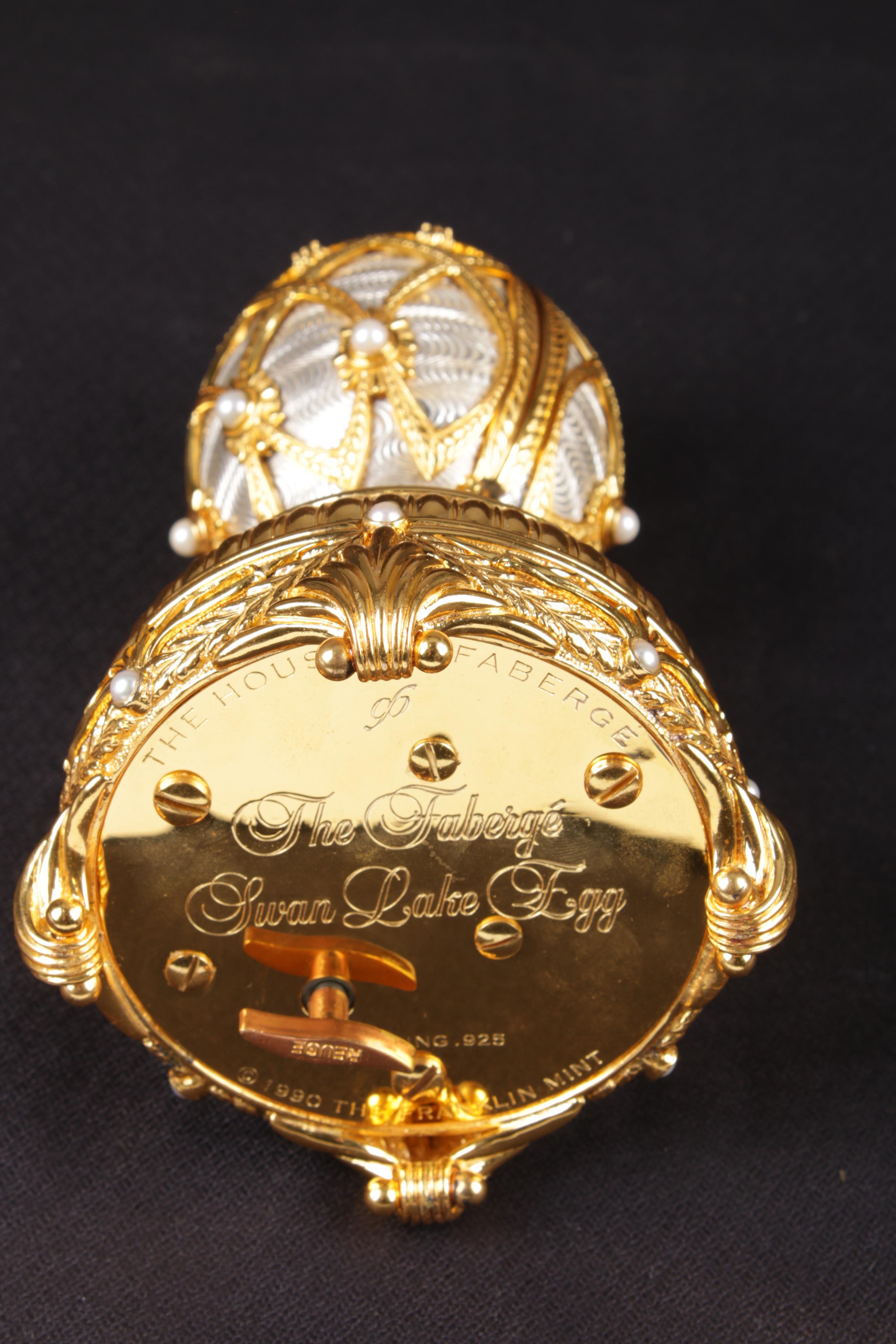 House of Fabergé for Franklin Mint Sterling Silver "The Fabergé Swan Lake Egg"