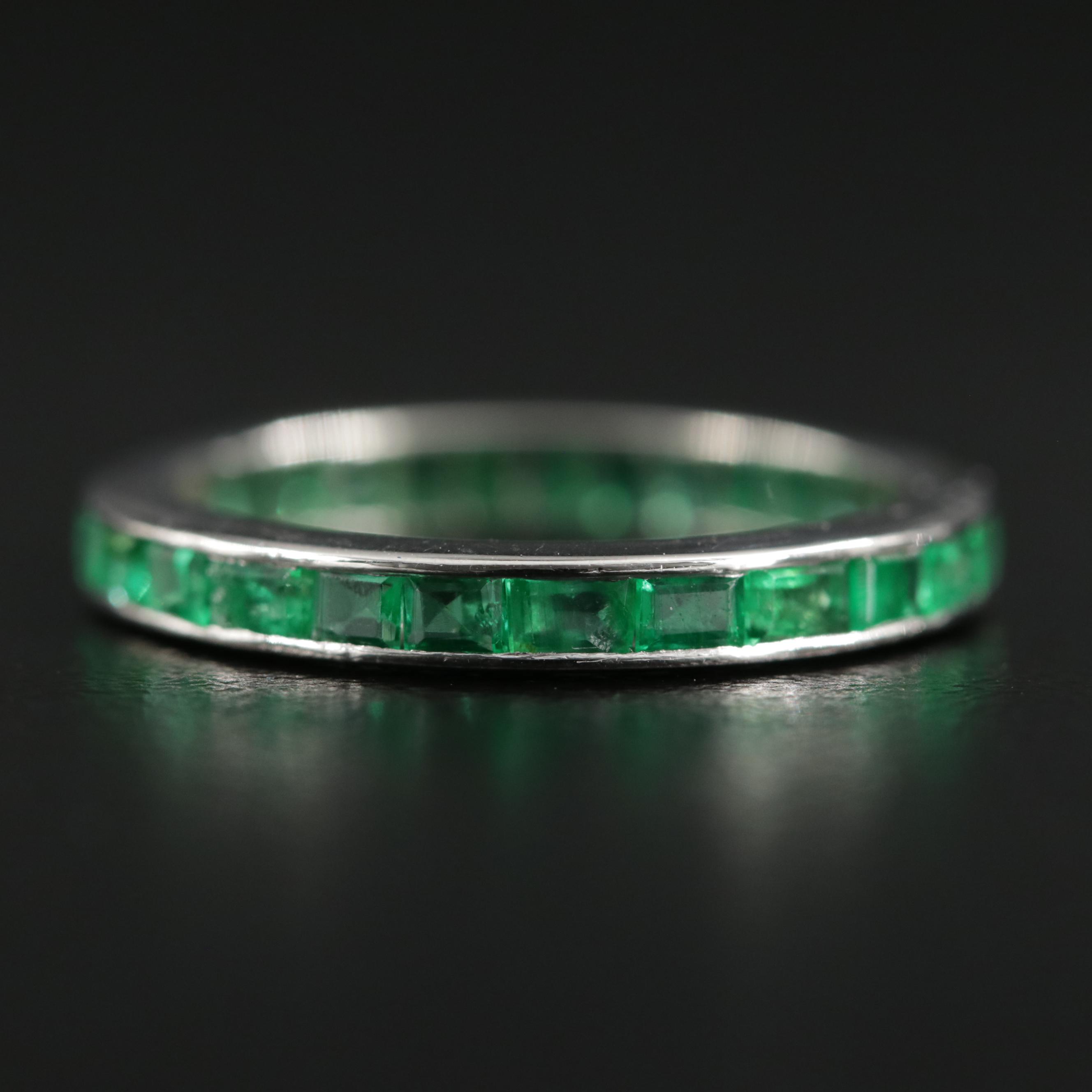 Platinum Emerald Eternity Band