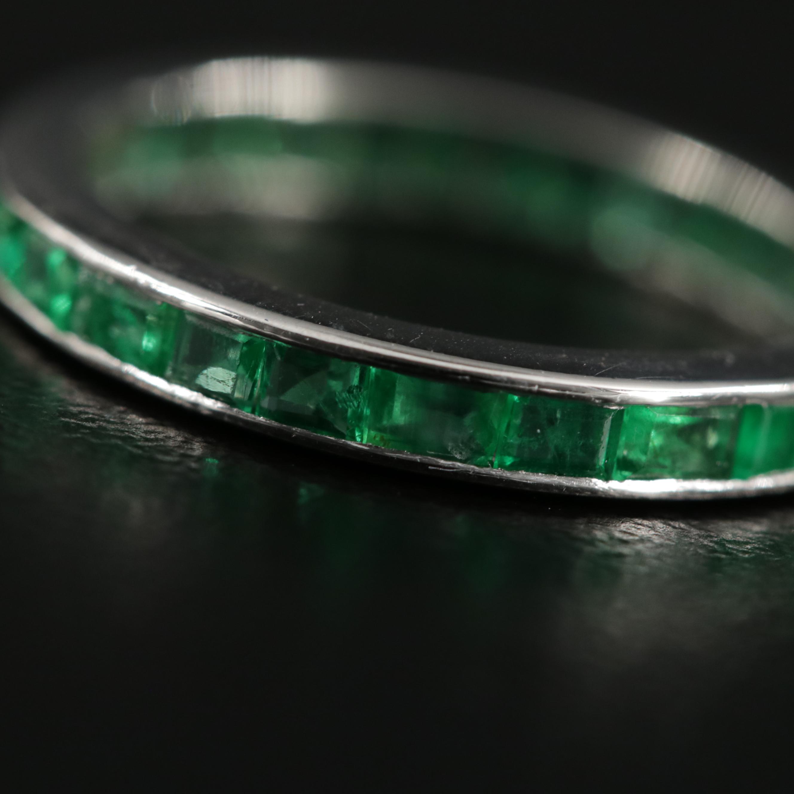 Platinum Emerald Eternity Band