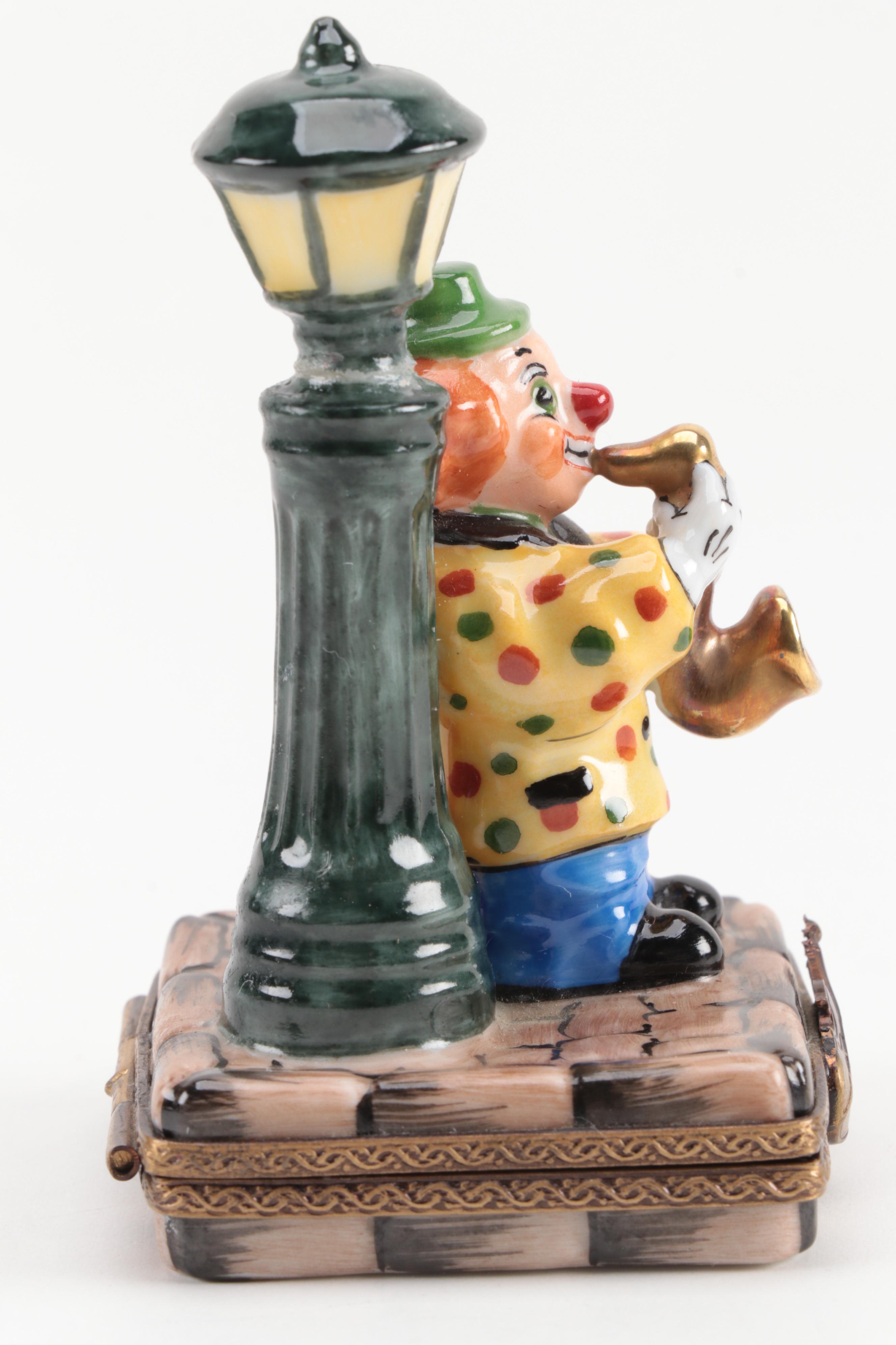 Rochard "Clown Musician"Hand-Painted Porcelain Limoges Box, 1969-Present