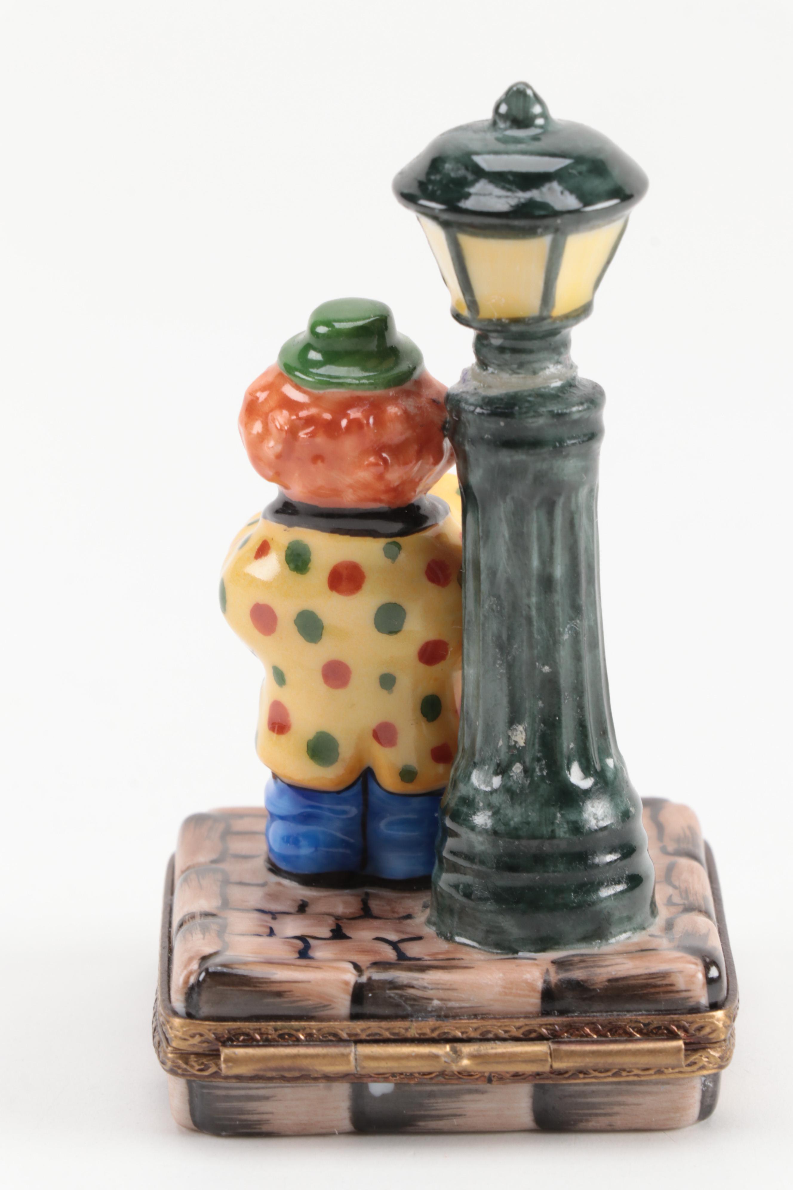 Rochard "Clown Musician"Hand-Painted Porcelain Limoges Box, 1969-Present