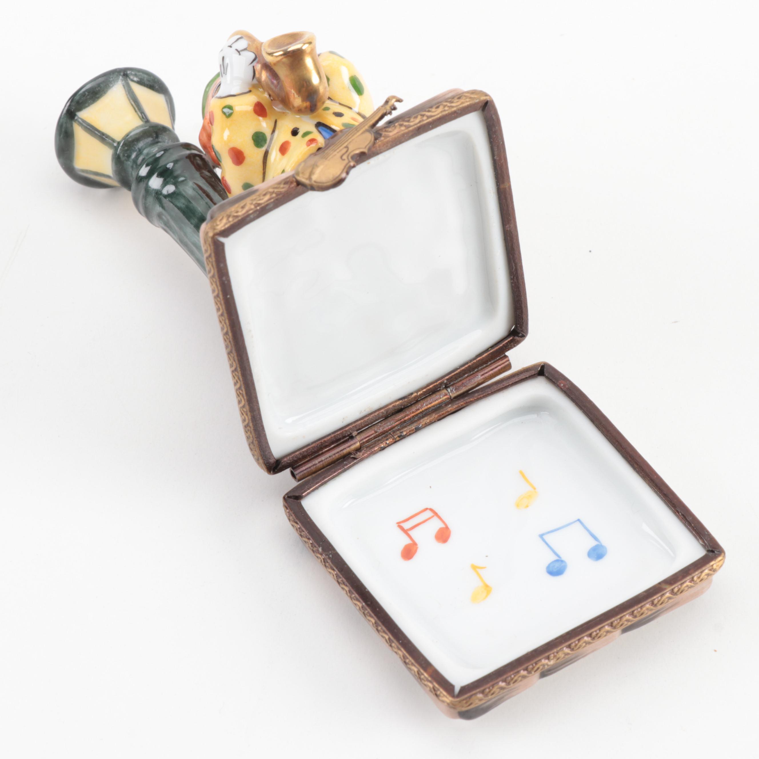 Rochard "Clown Musician"Hand-Painted Porcelain Limoges Box, 1969-Present