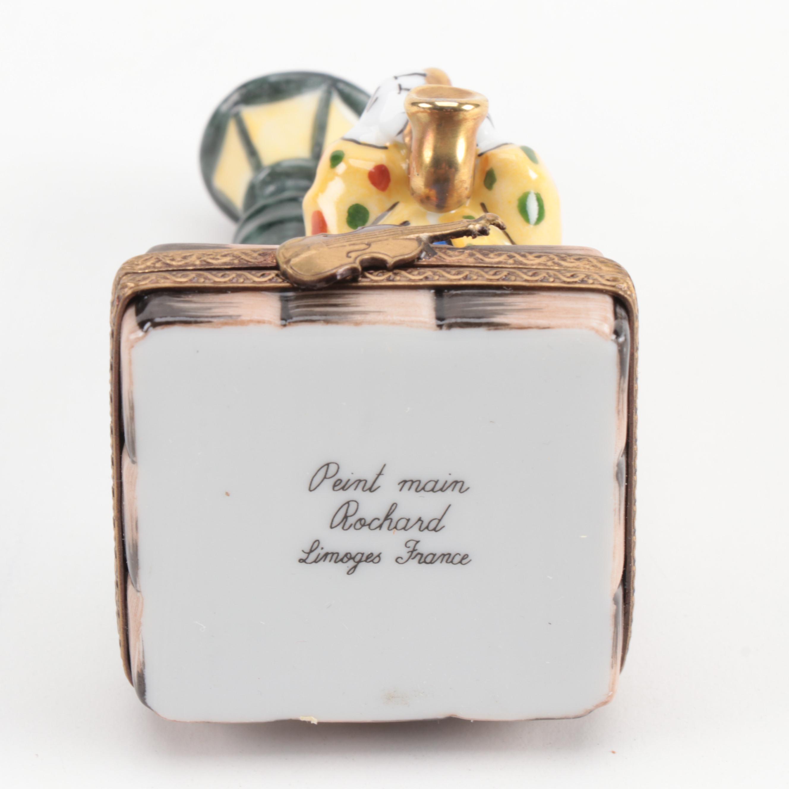 Rochard "Clown Musician"Hand-Painted Porcelain Limoges Box, 1969-Present