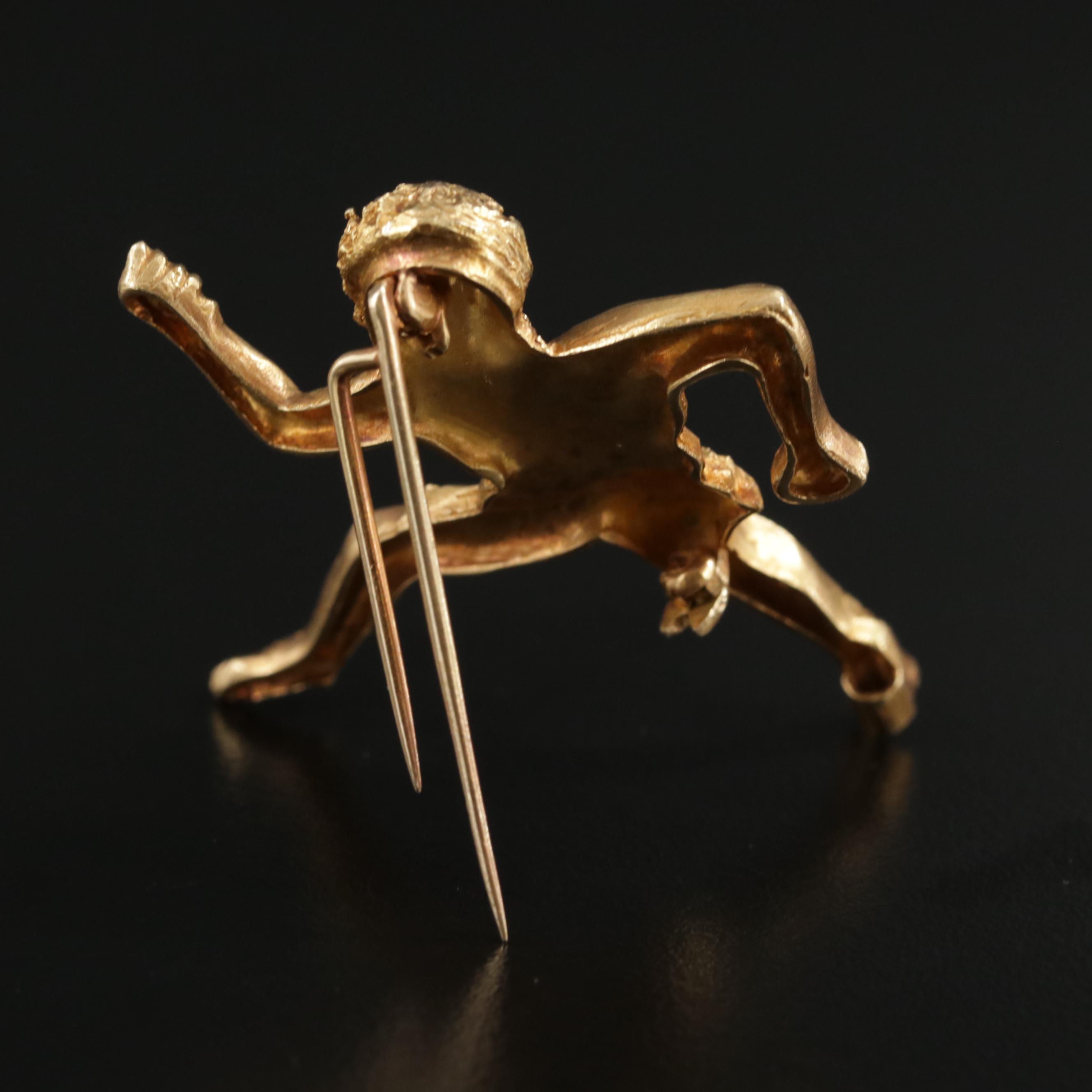 18K Yellow Gold Ancient Greek Figural Brooch