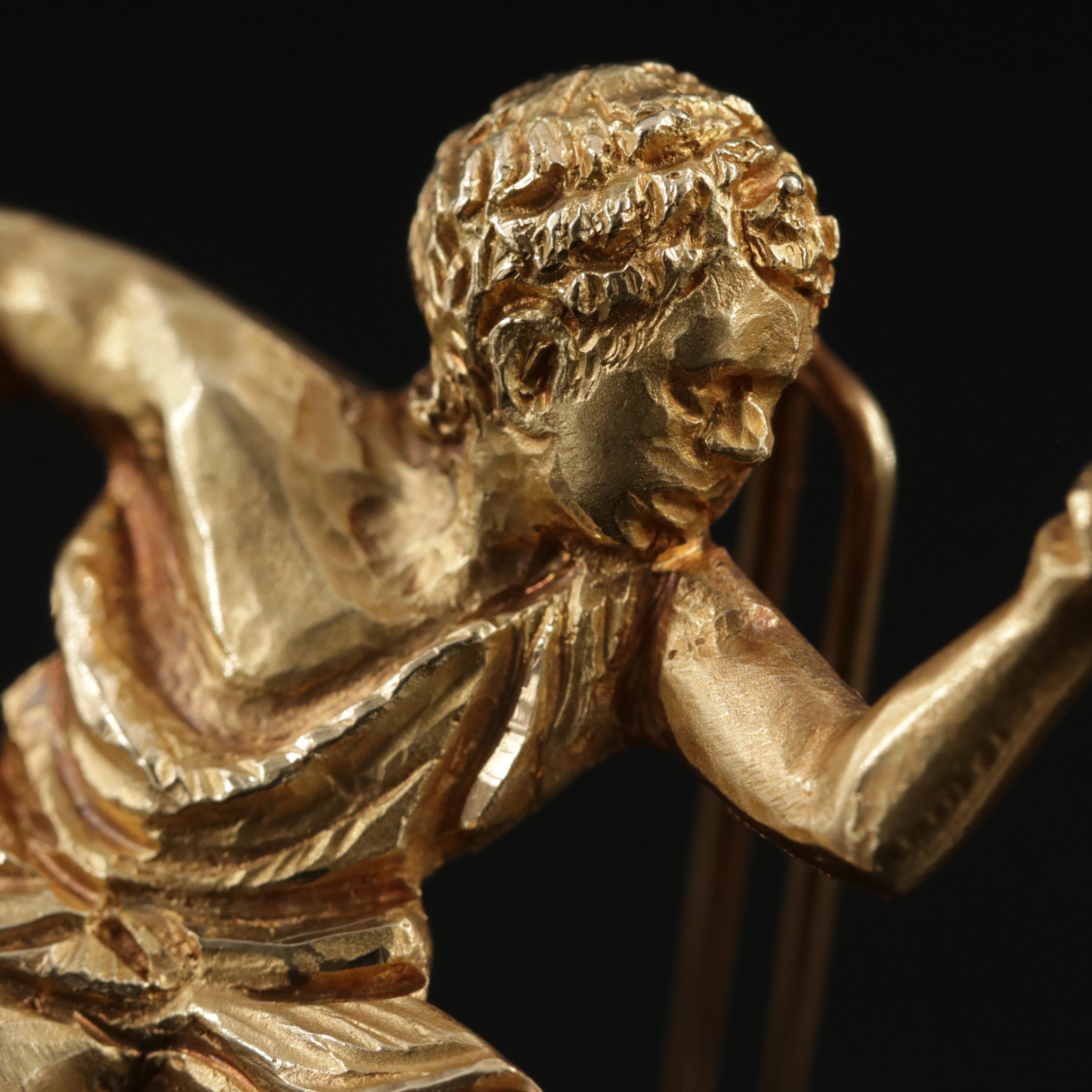 18K Yellow Gold Ancient Greek Figural Brooch