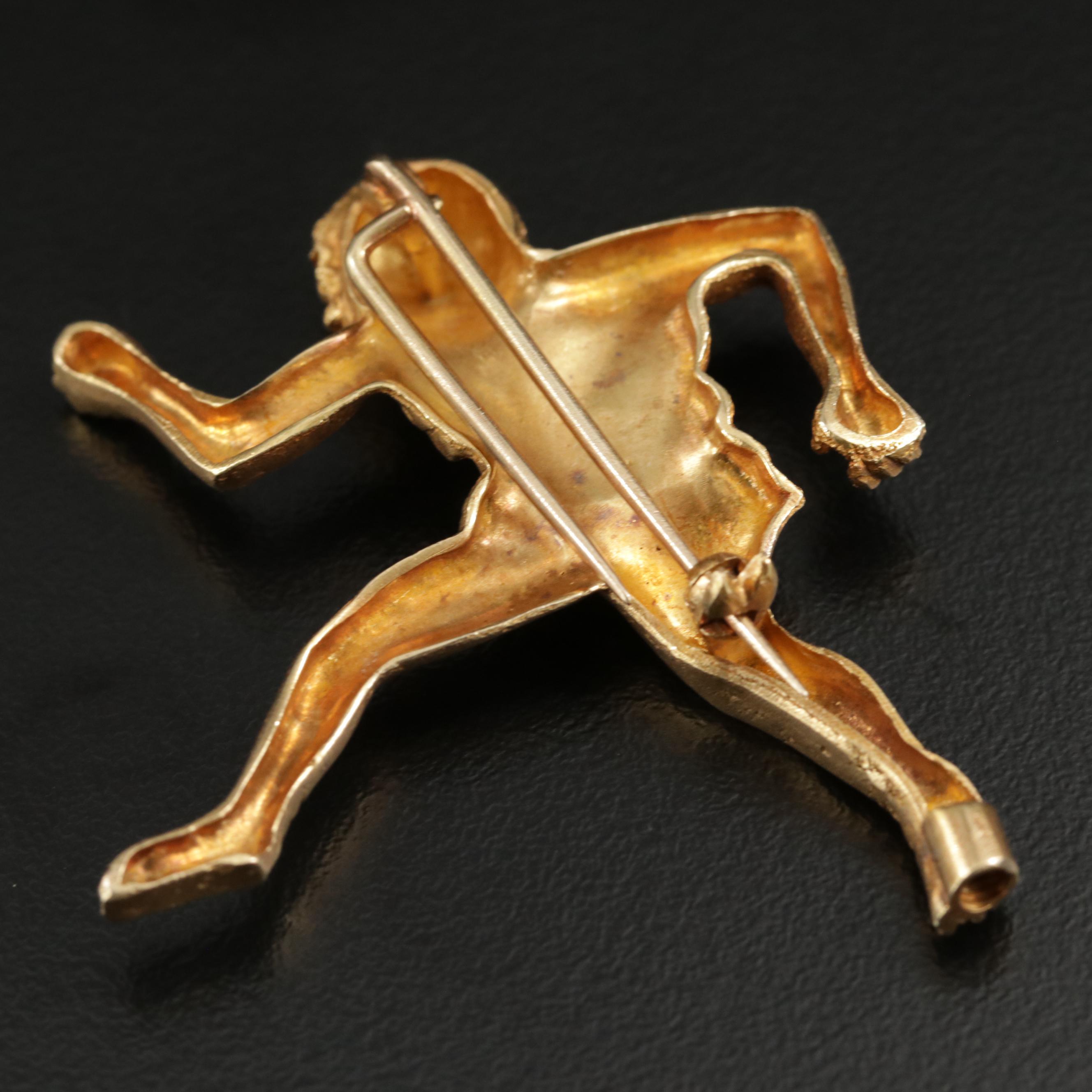 18K Yellow Gold Ancient Greek Figural Brooch