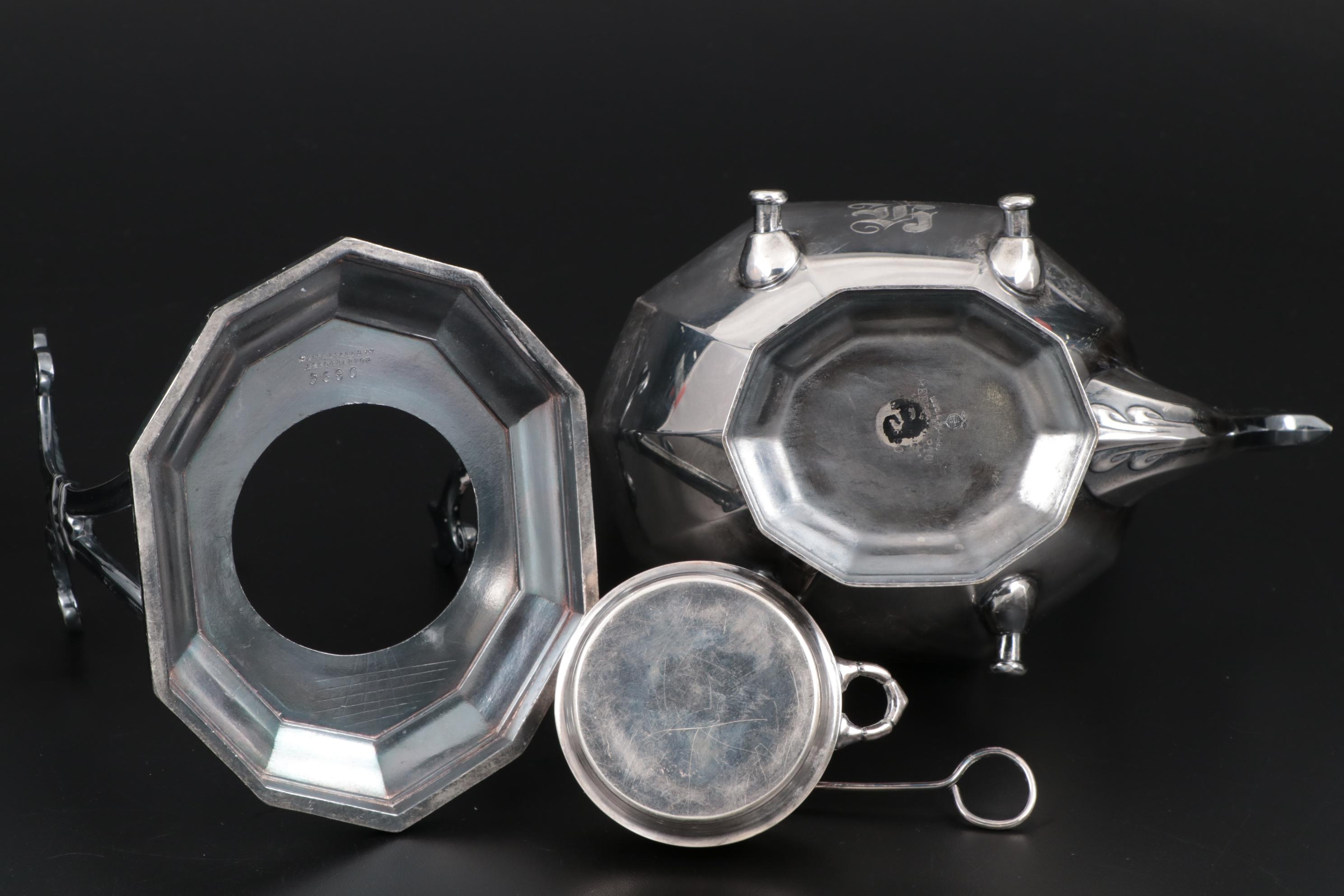 Reed & Barton "Sierra" Plated Silver Tilting Teapot on Stand 3690, Vintage