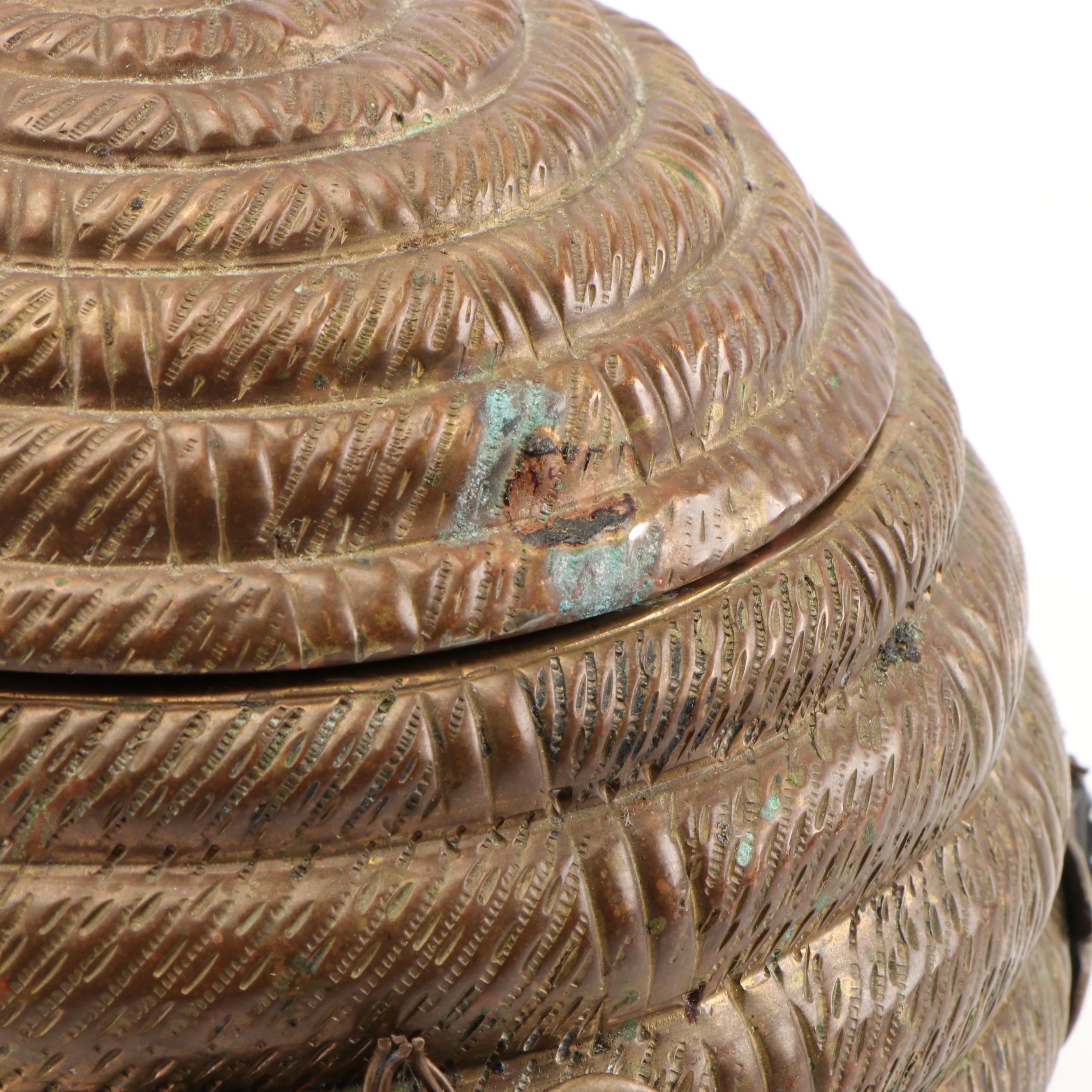 Mottahedeh Brass "Beehive" Lidded Box, 1970s