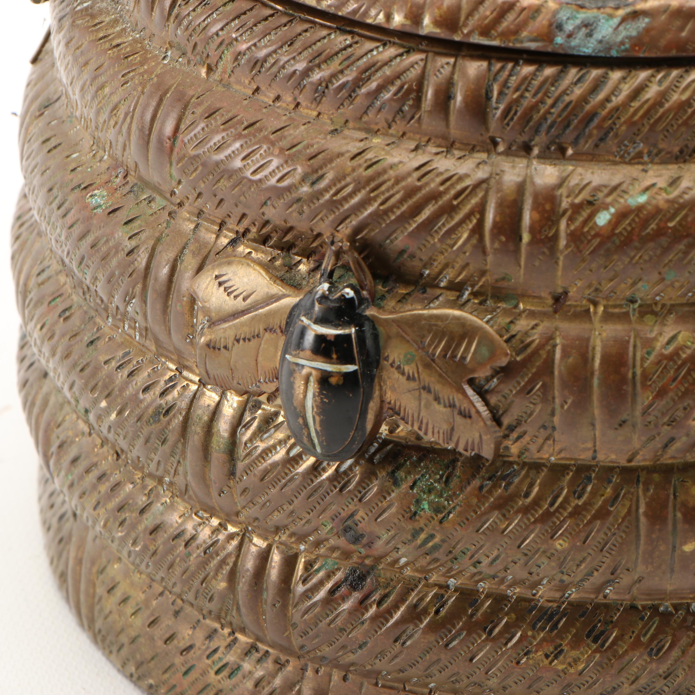 Mottahedeh Brass "Beehive" Lidded Box, 1970s