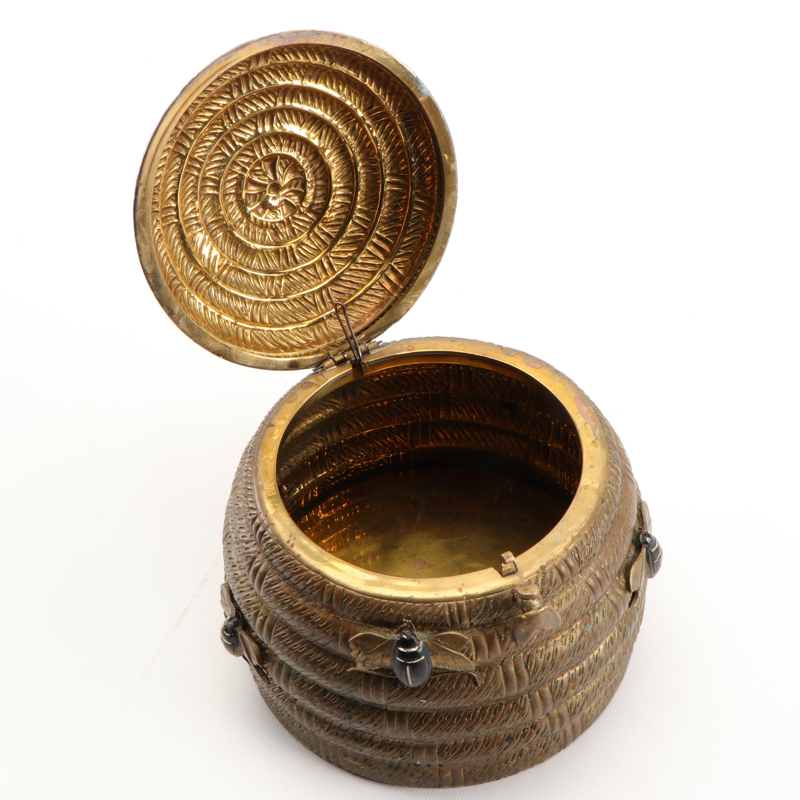 Mottahedeh Brass "Beehive" Lidded Box, 1970s