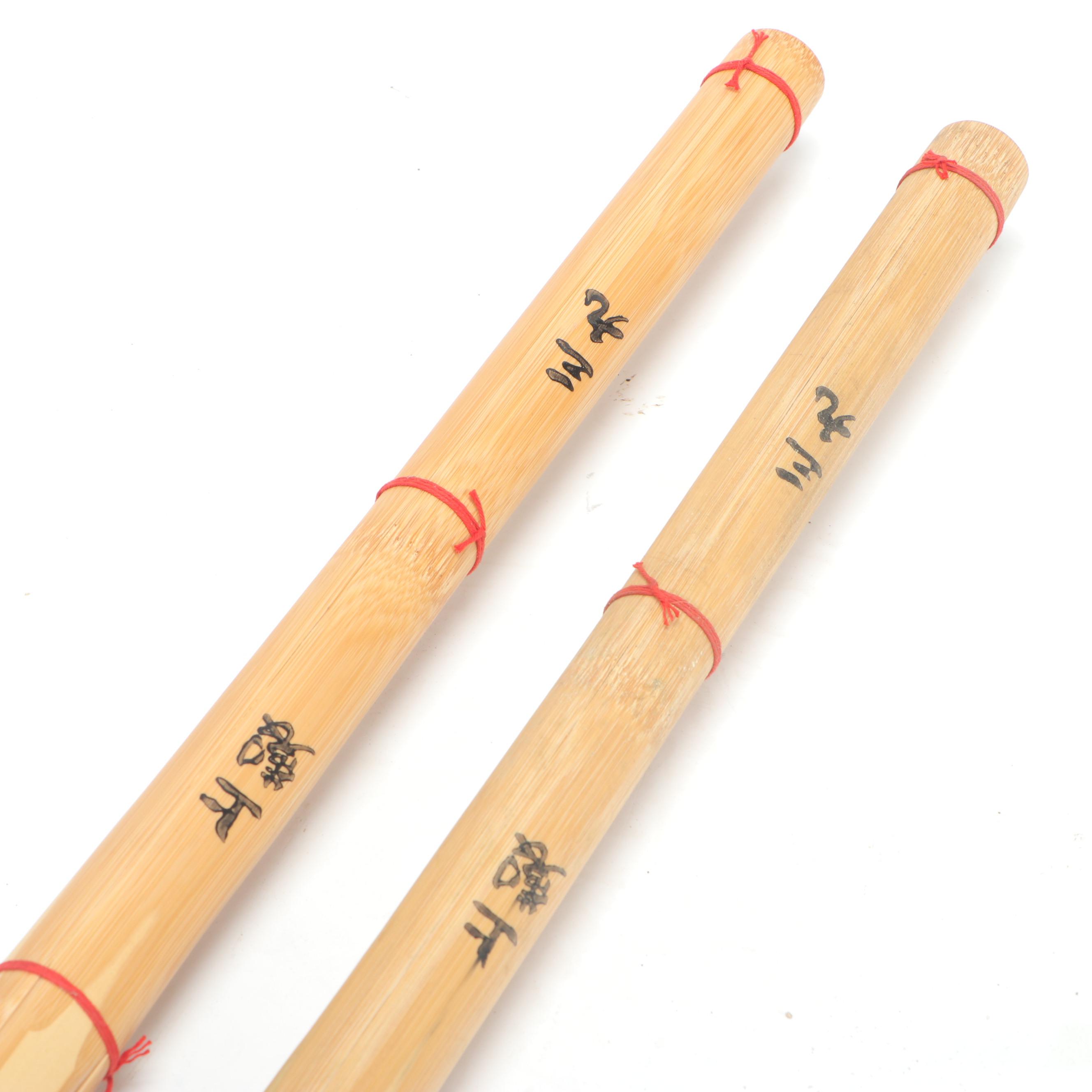 Chinese Bamboo Martial Arts or Battling Bo Staffs, Late 20th Century