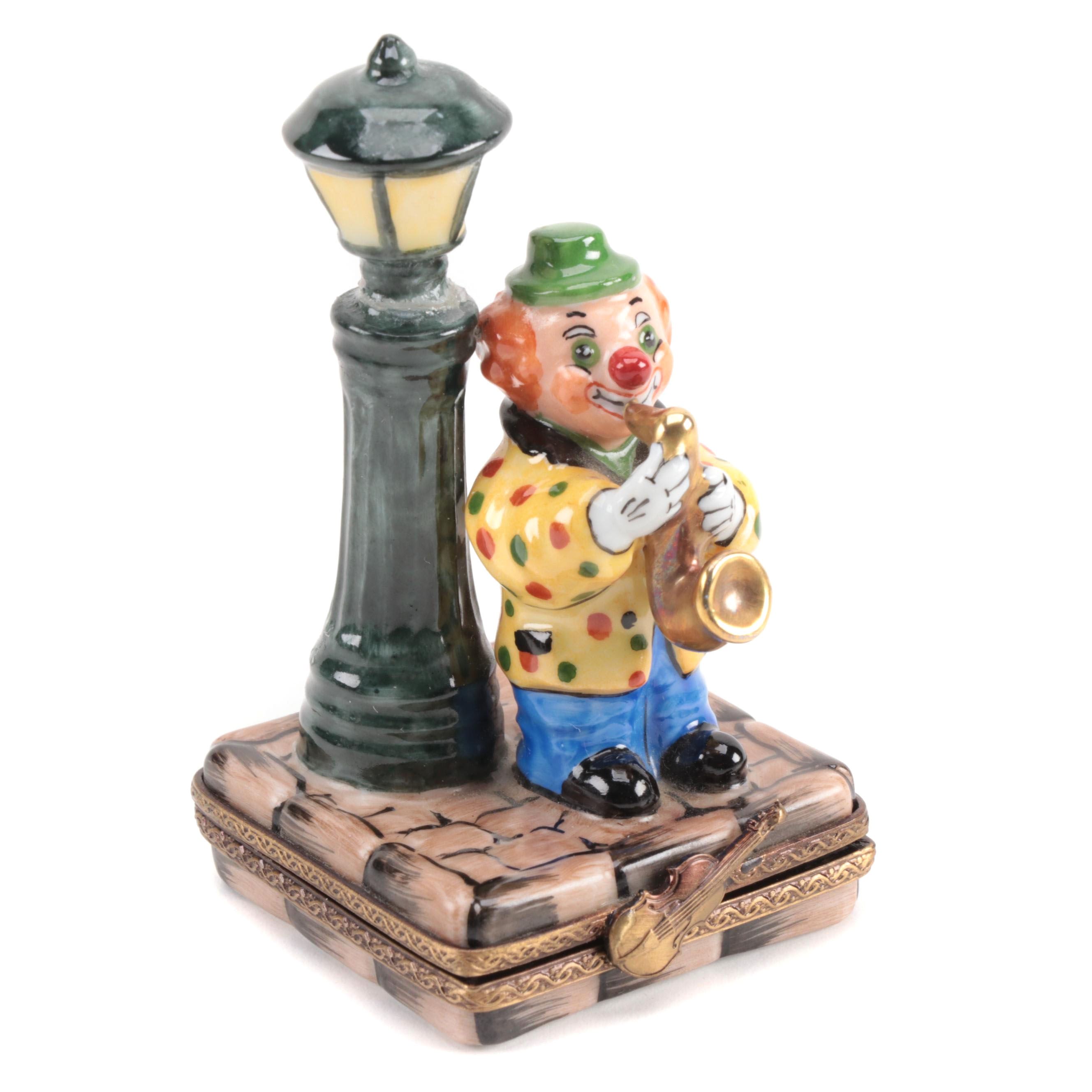 Rochard "Clown Musician"Hand-Painted Porcelain Limoges Box, 1969-Present