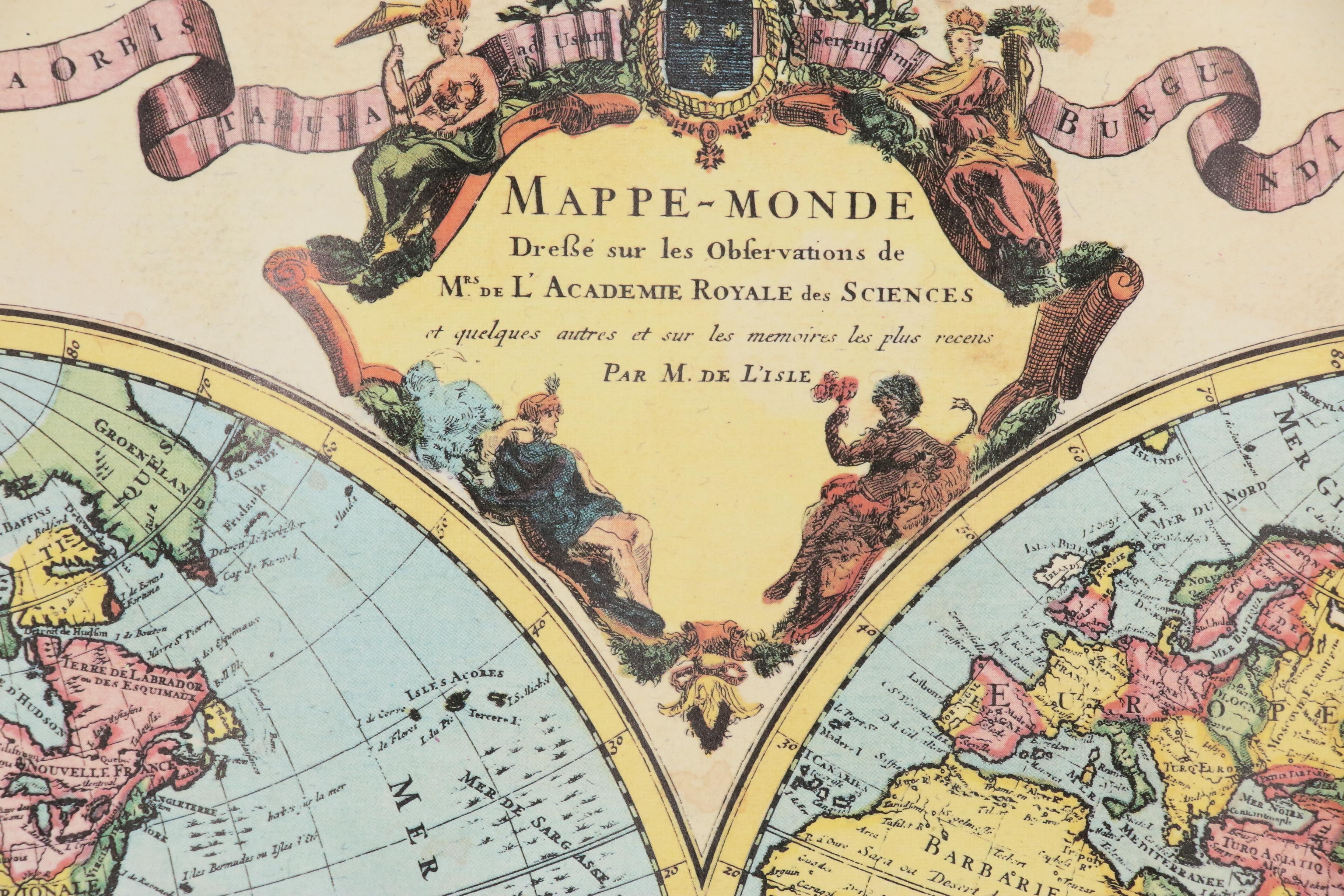 After Guillaume Delisle "Map of the World" with Other Maps