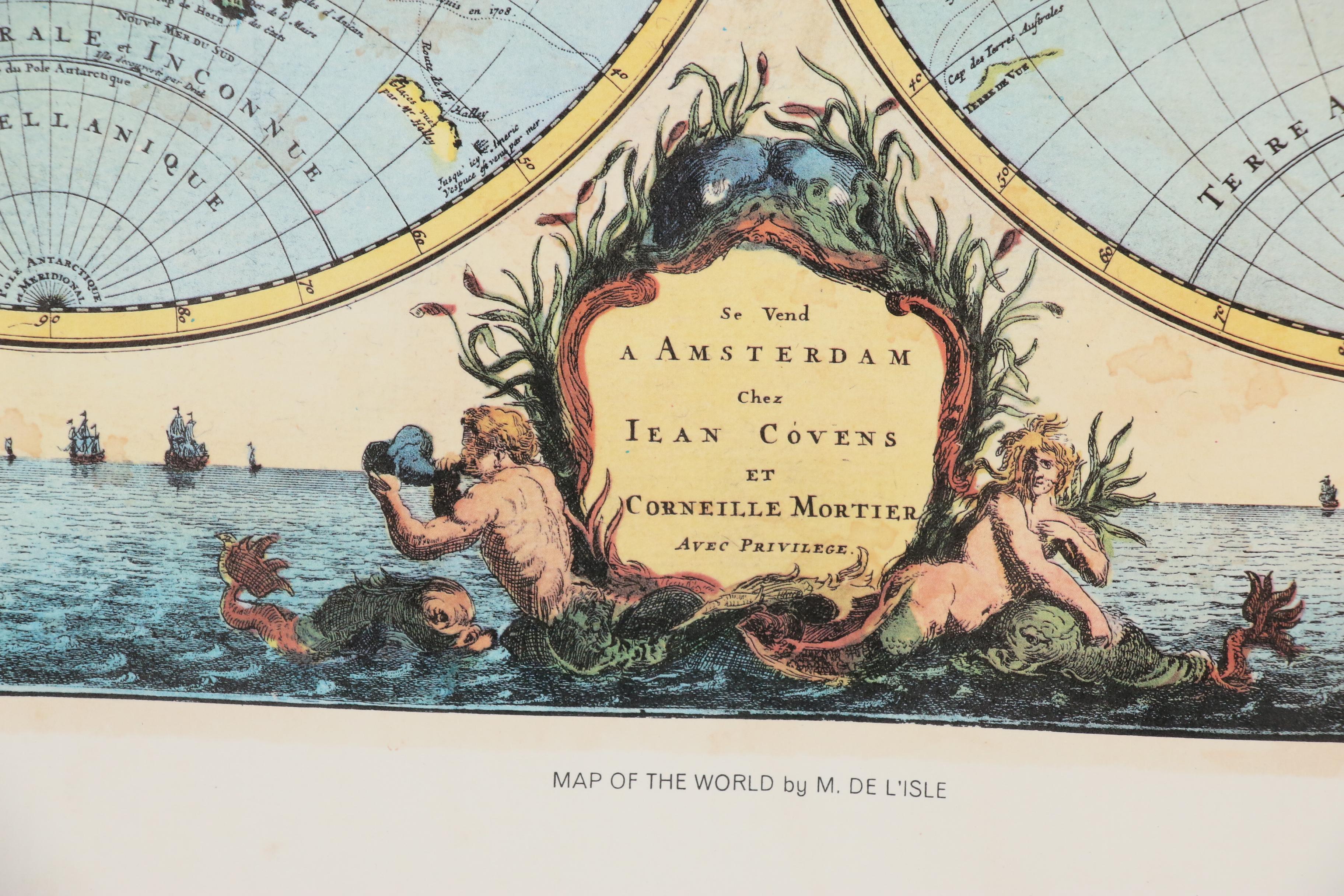 After Guillaume Delisle "Map of the World" with Other Maps