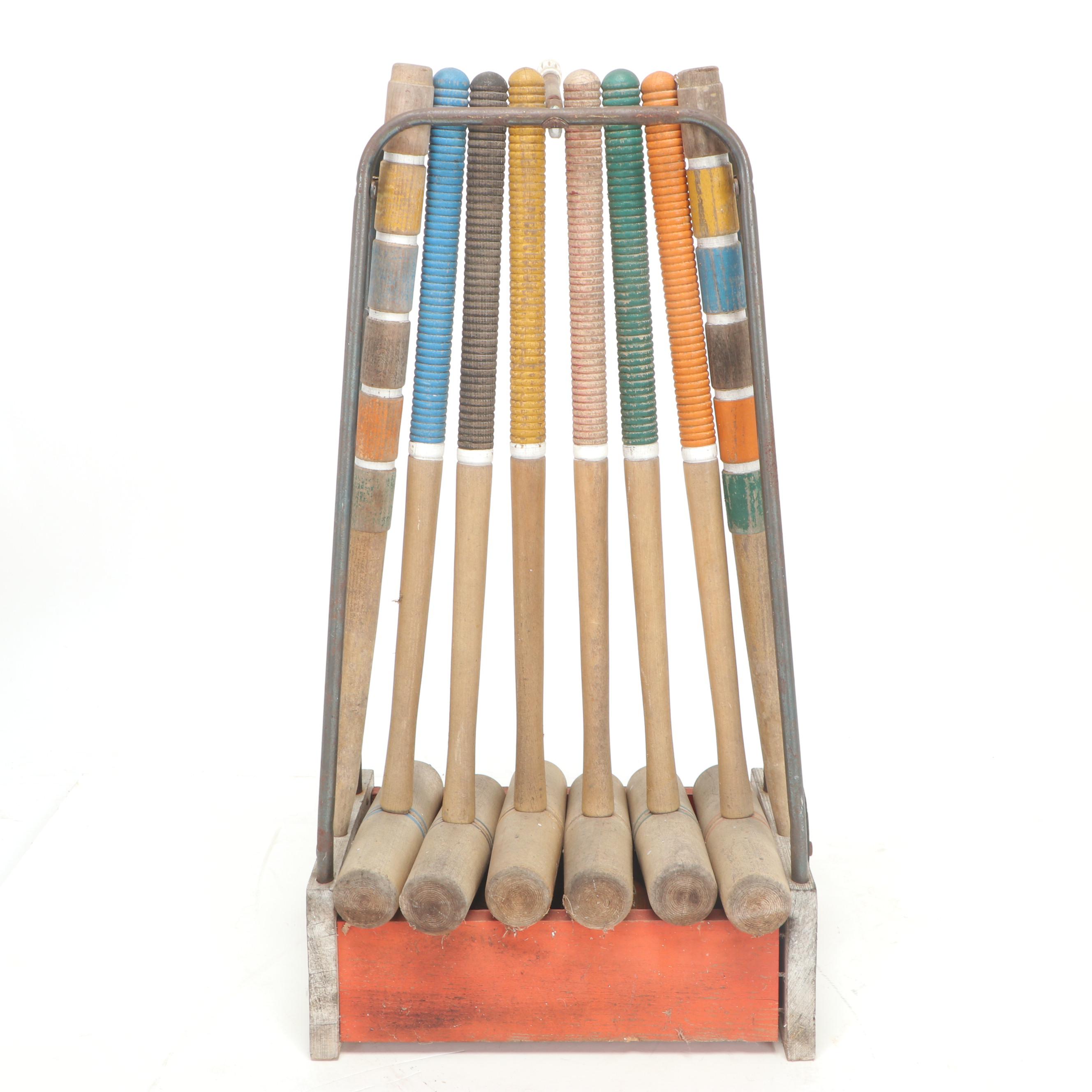 JC Higgins Six-Player Croquet Set, Mid-20th Century