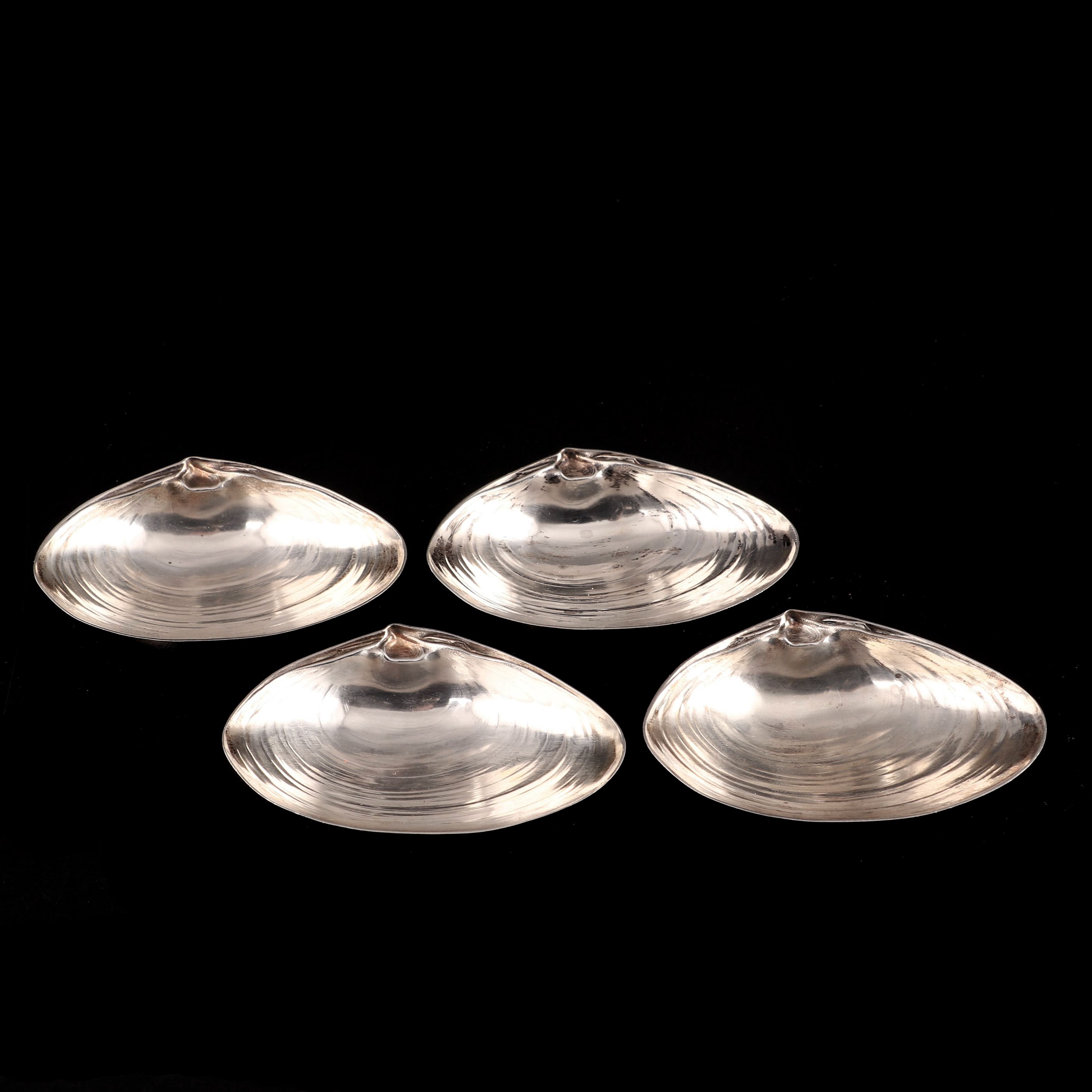 Wallace Shell-Form Sterling Silver Nut Bowls, Mid-20th Century