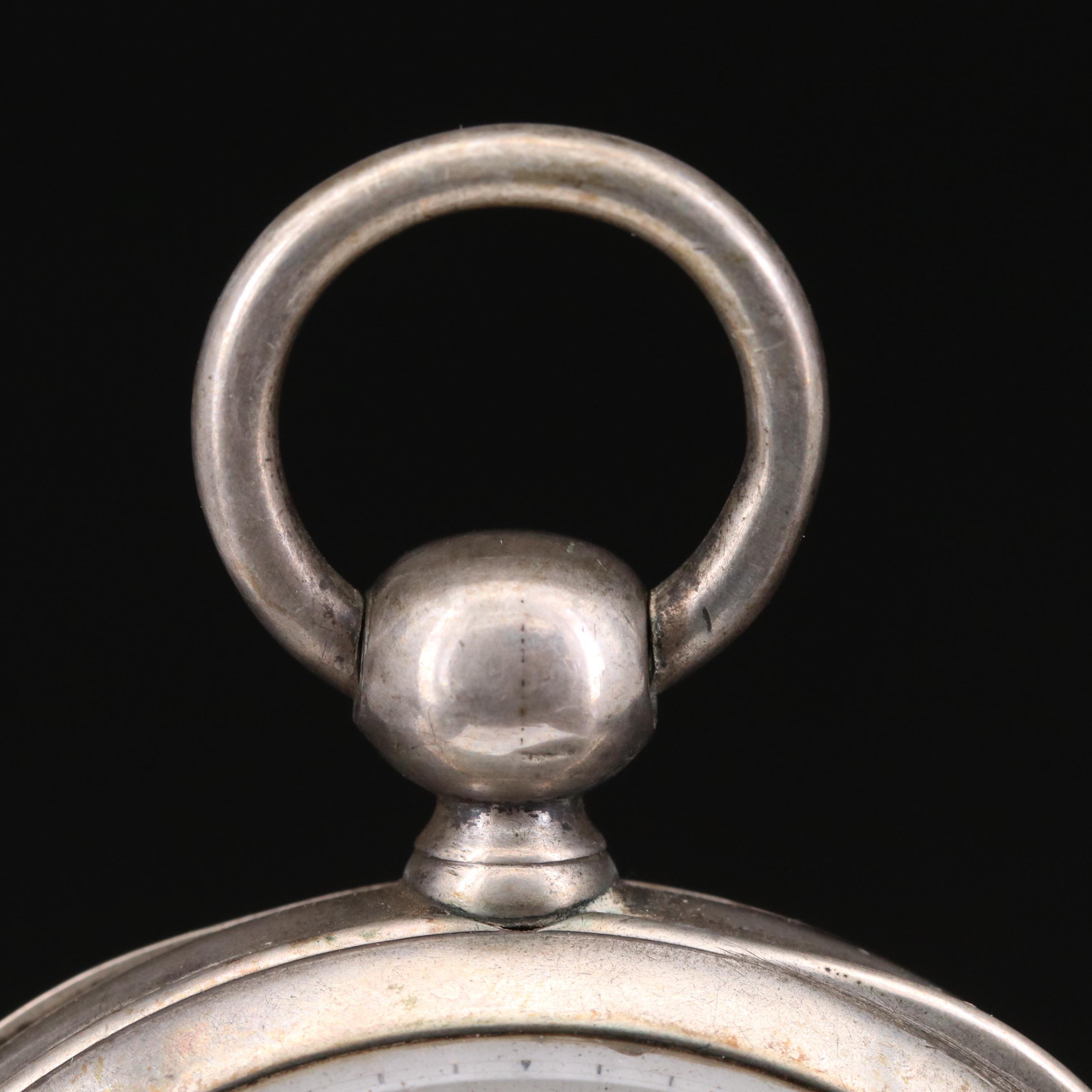 Antique Paul Breton 800 Silver Open Face Pocket Watch