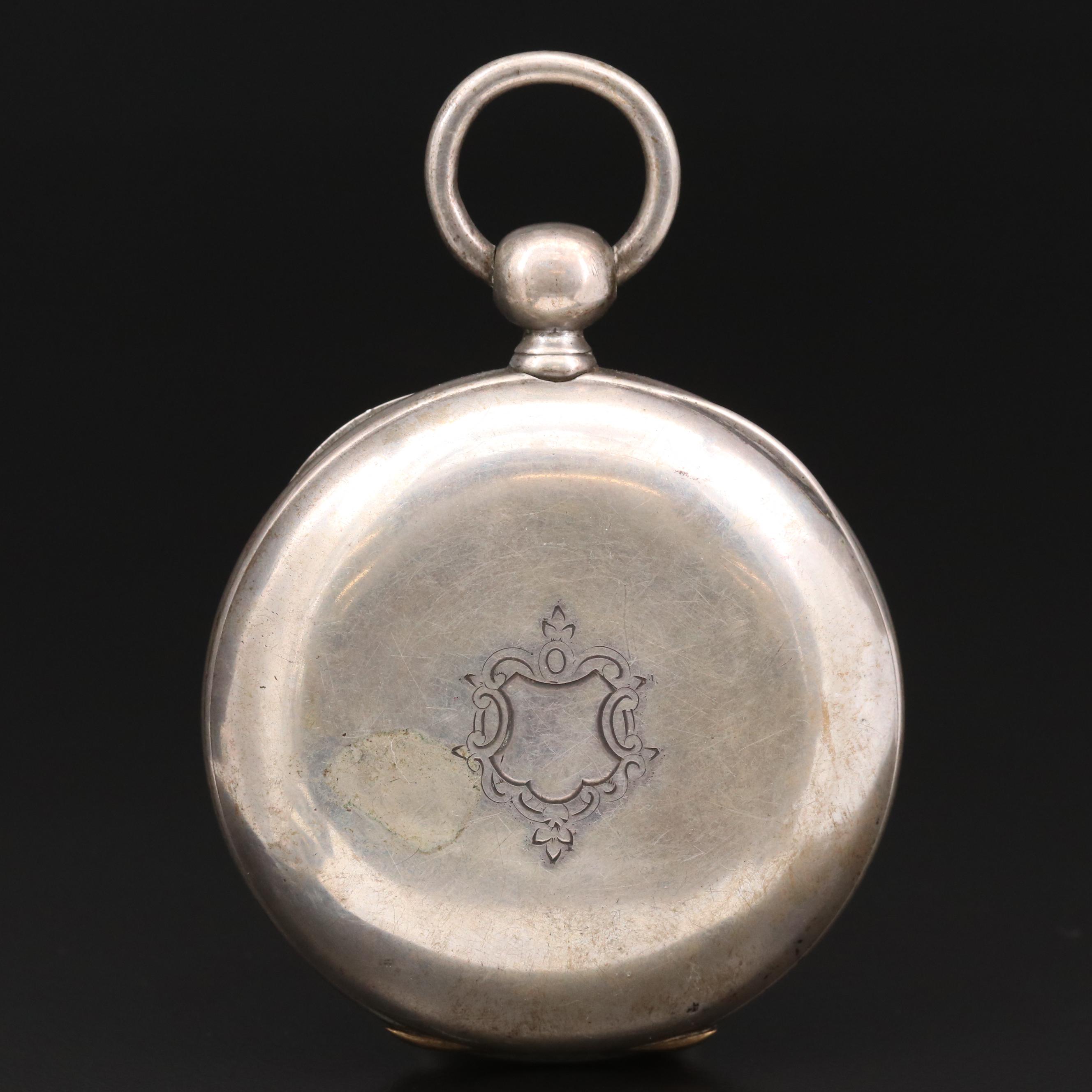 Antique Paul Breton 800 Silver Open Face Pocket Watch