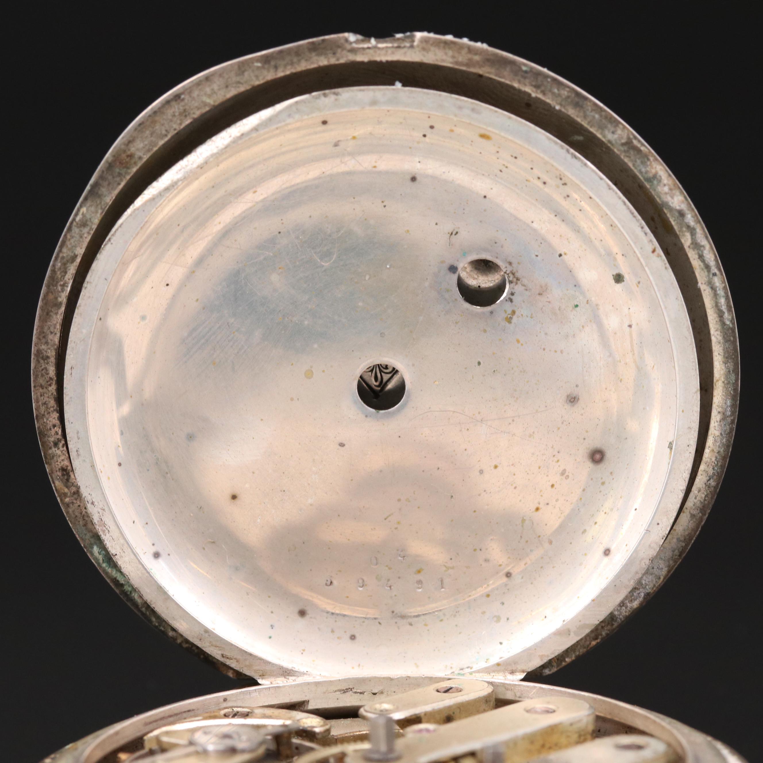 Antique Paul Breton 800 Silver Open Face Pocket Watch