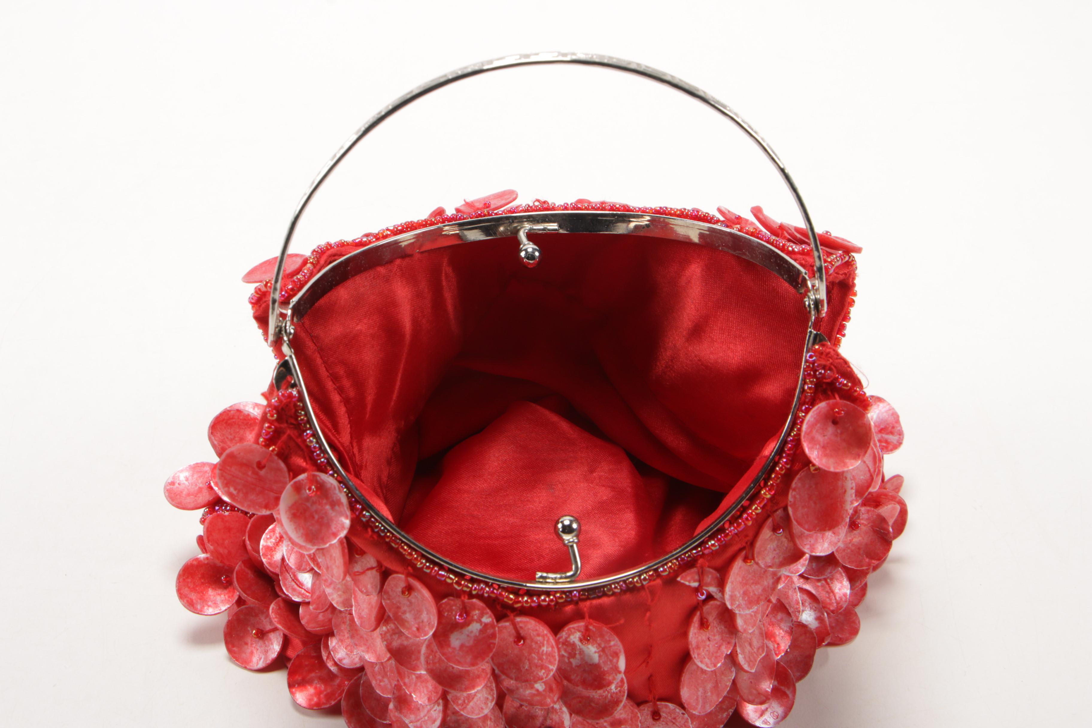 Little Earth License Plate Handbag, Cigar Box Handbag and Beaded Disc Handbag