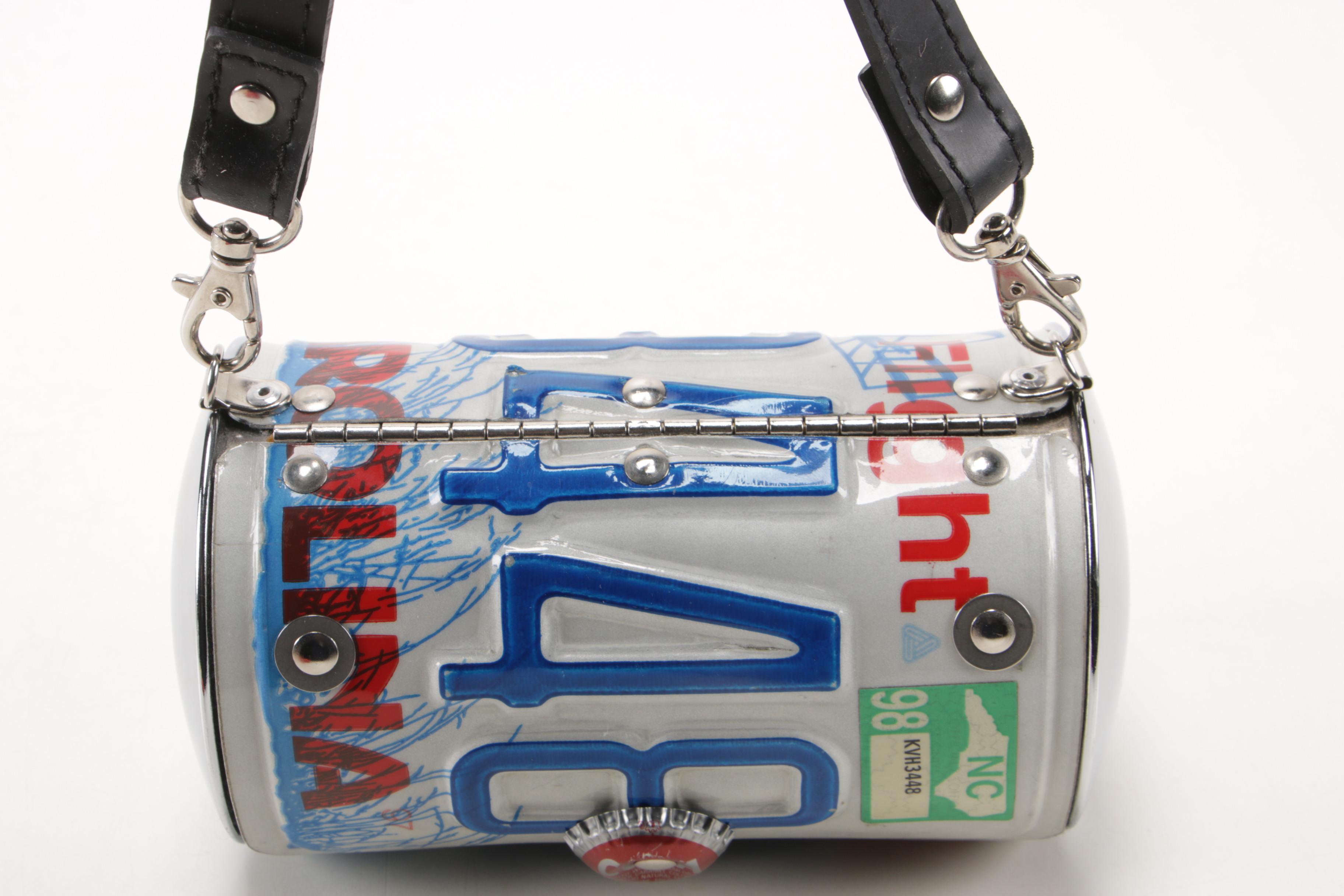 Little Earth License Plate Handbag, Cigar Box Handbag and Beaded Disc Handbag