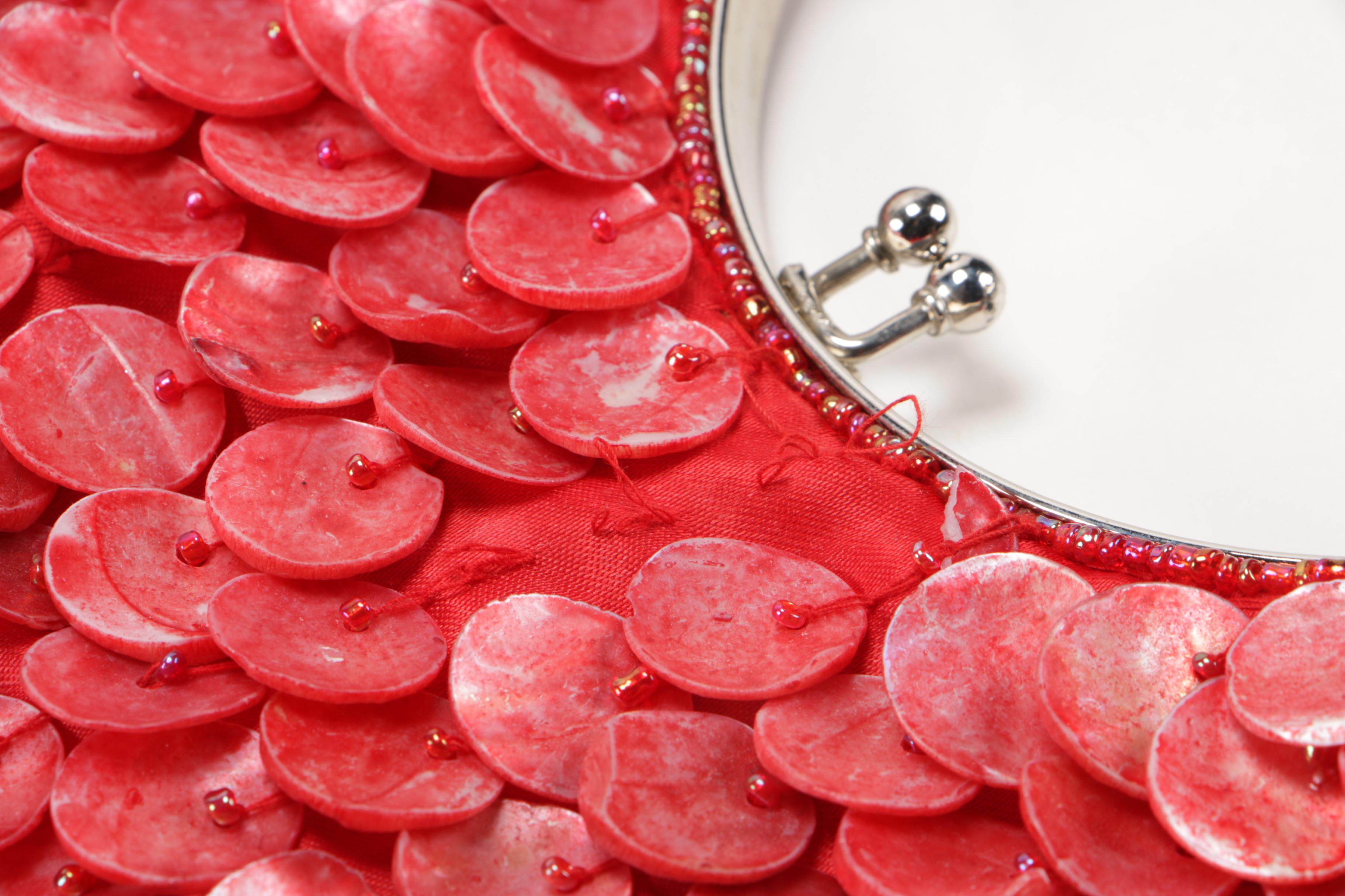 Little Earth License Plate Handbag, Cigar Box Handbag and Beaded Disc Handbag