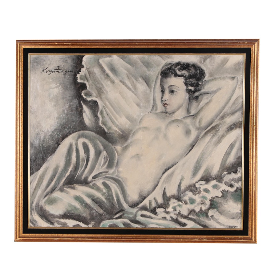 Sei Koyanagui Figure Oil Painting, Mid-20th Century