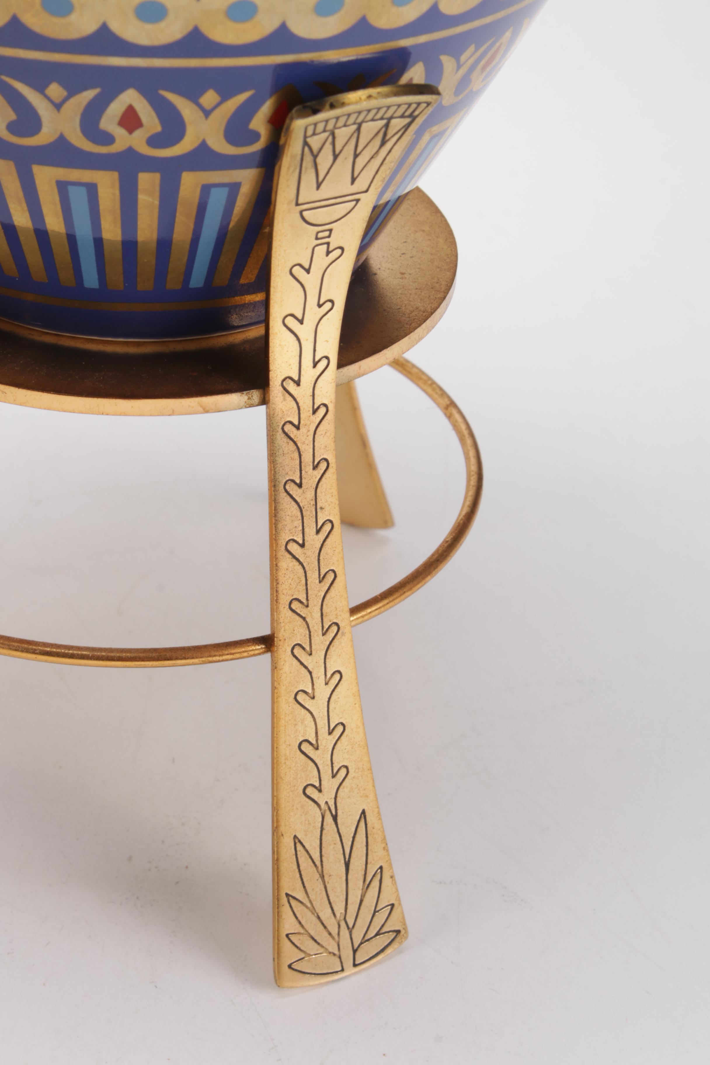 Franklin Mint 24K Gold Embellished "Golden Vase of Bastet" Egyptian Style Urns