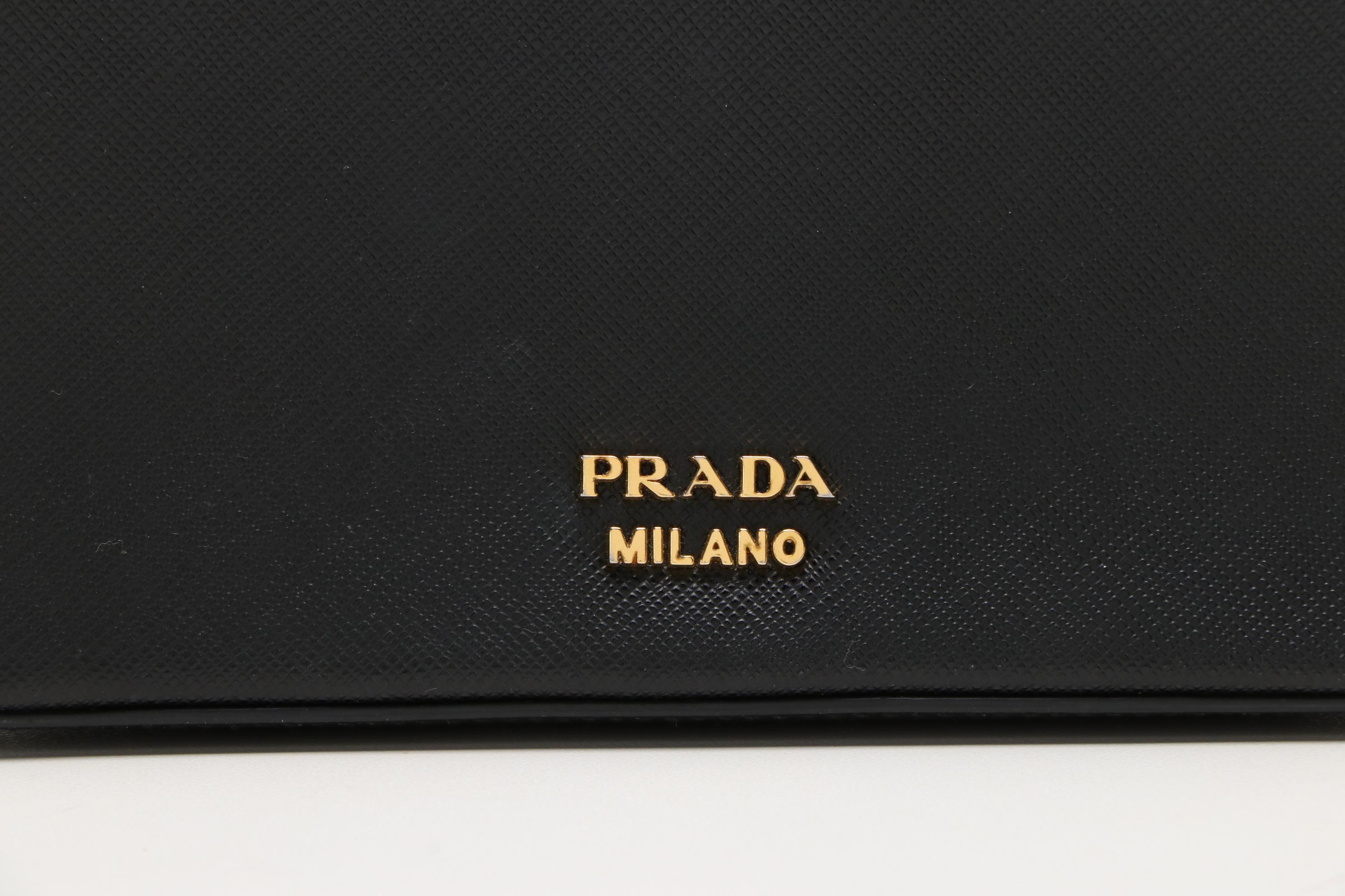 Prada Black Saffiano Leather Small Flap Shoulder Bag