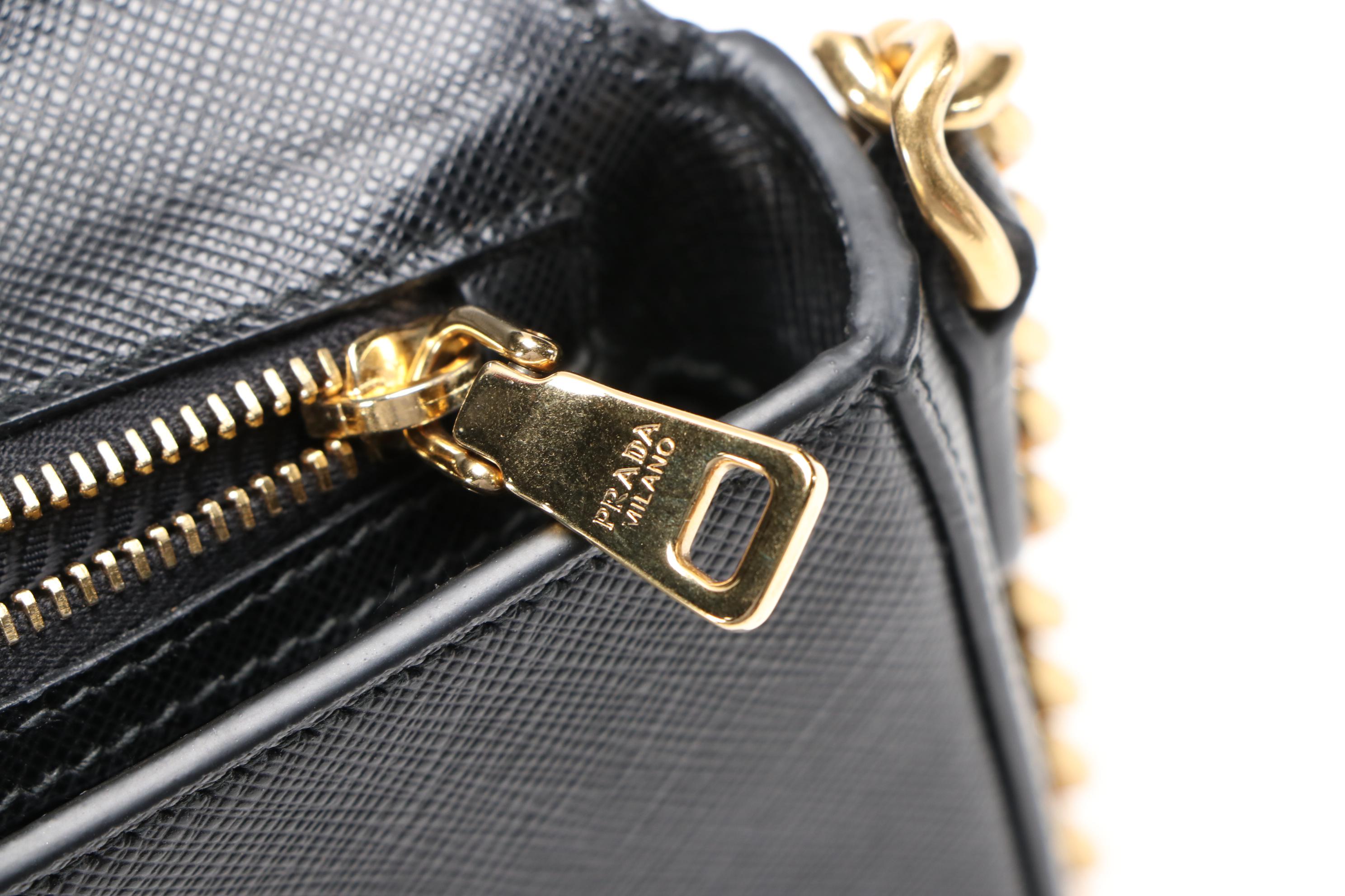 Prada Black Saffiano Leather Small Flap Shoulder Bag