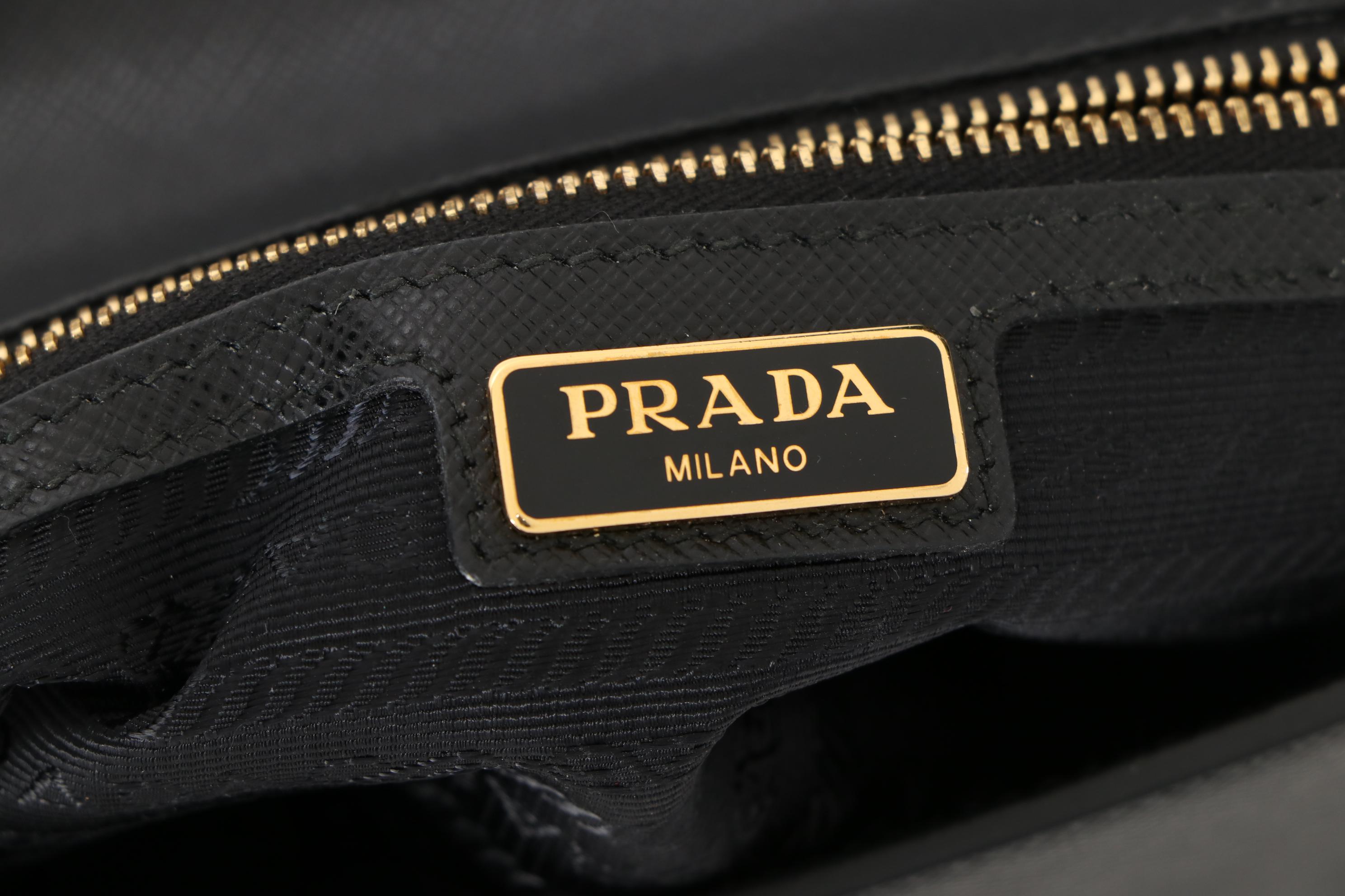 Prada Black Saffiano Leather Small Flap Shoulder Bag