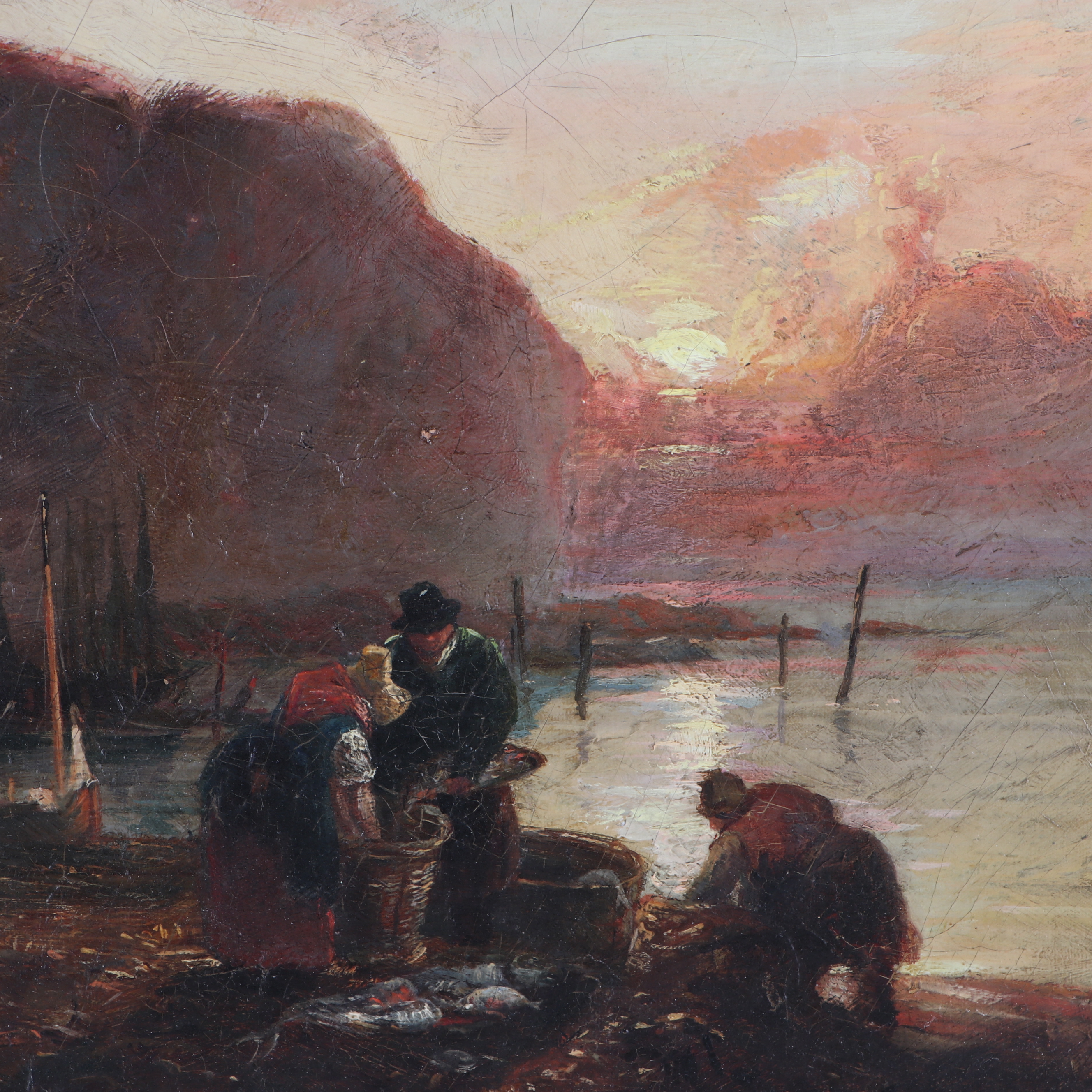 John Frederick Tennant Oil Painting "Fishing Village"