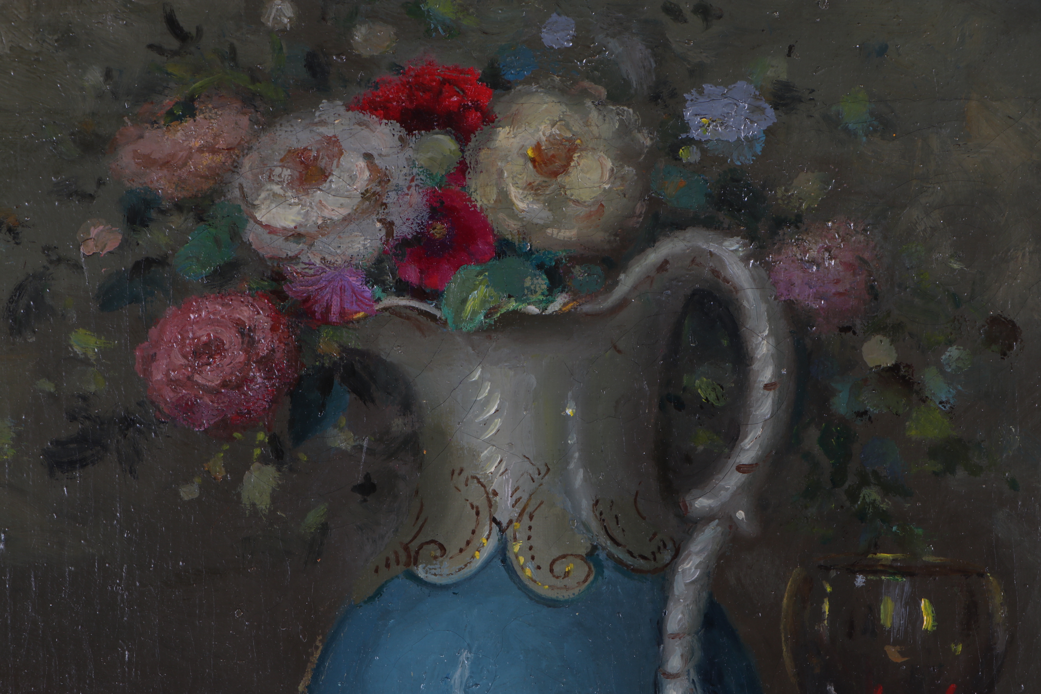 Charles A. Meurer Oil Painting "Still Life with Vase, Pipe and Parrot"