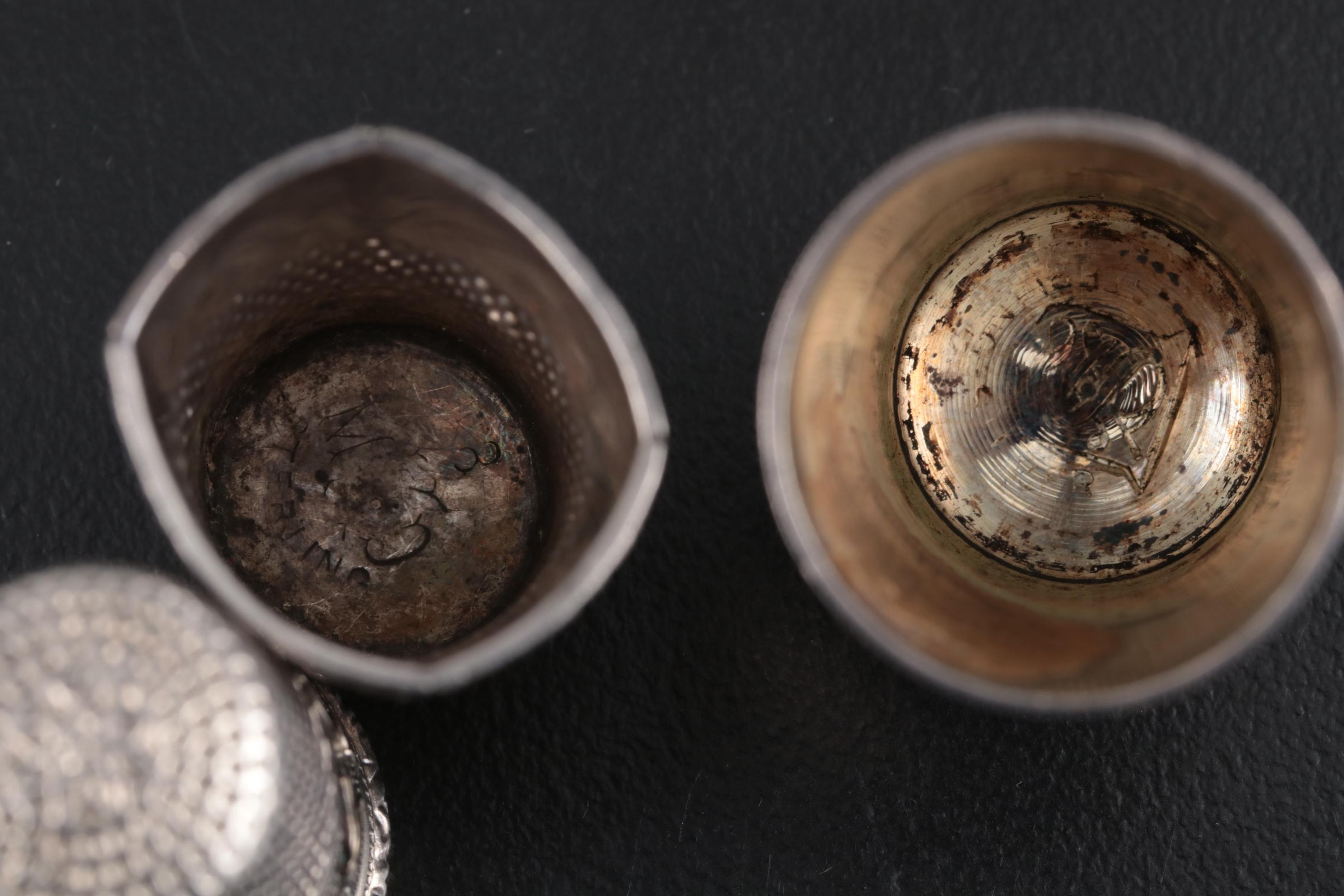 American Sterling Silver Thimbles Including Simons Brothers