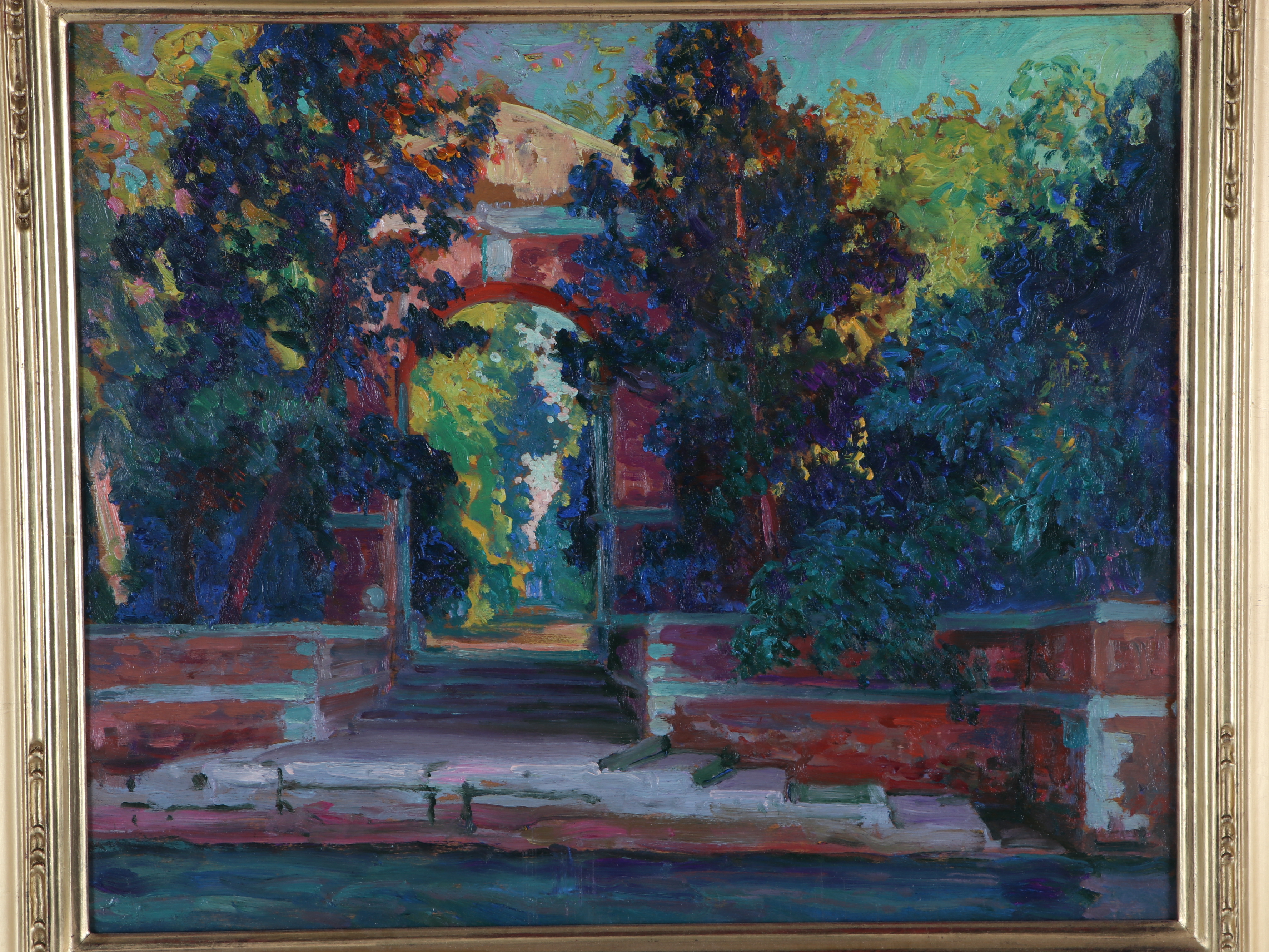William S. Horton Oil Painting "A Garden in Venice"
