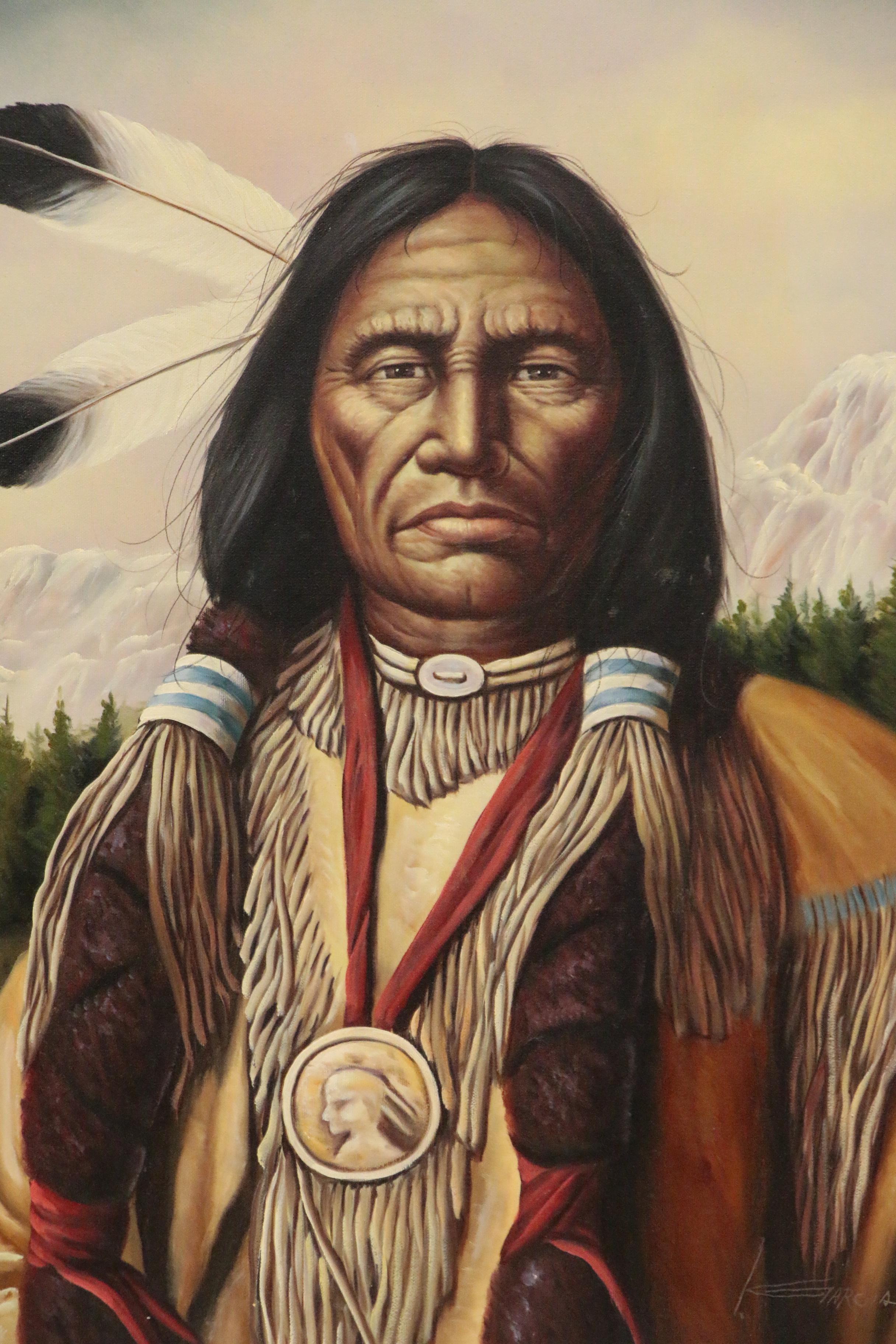 Oil Painting after Alfredo Rodriguez "Two Feathers"