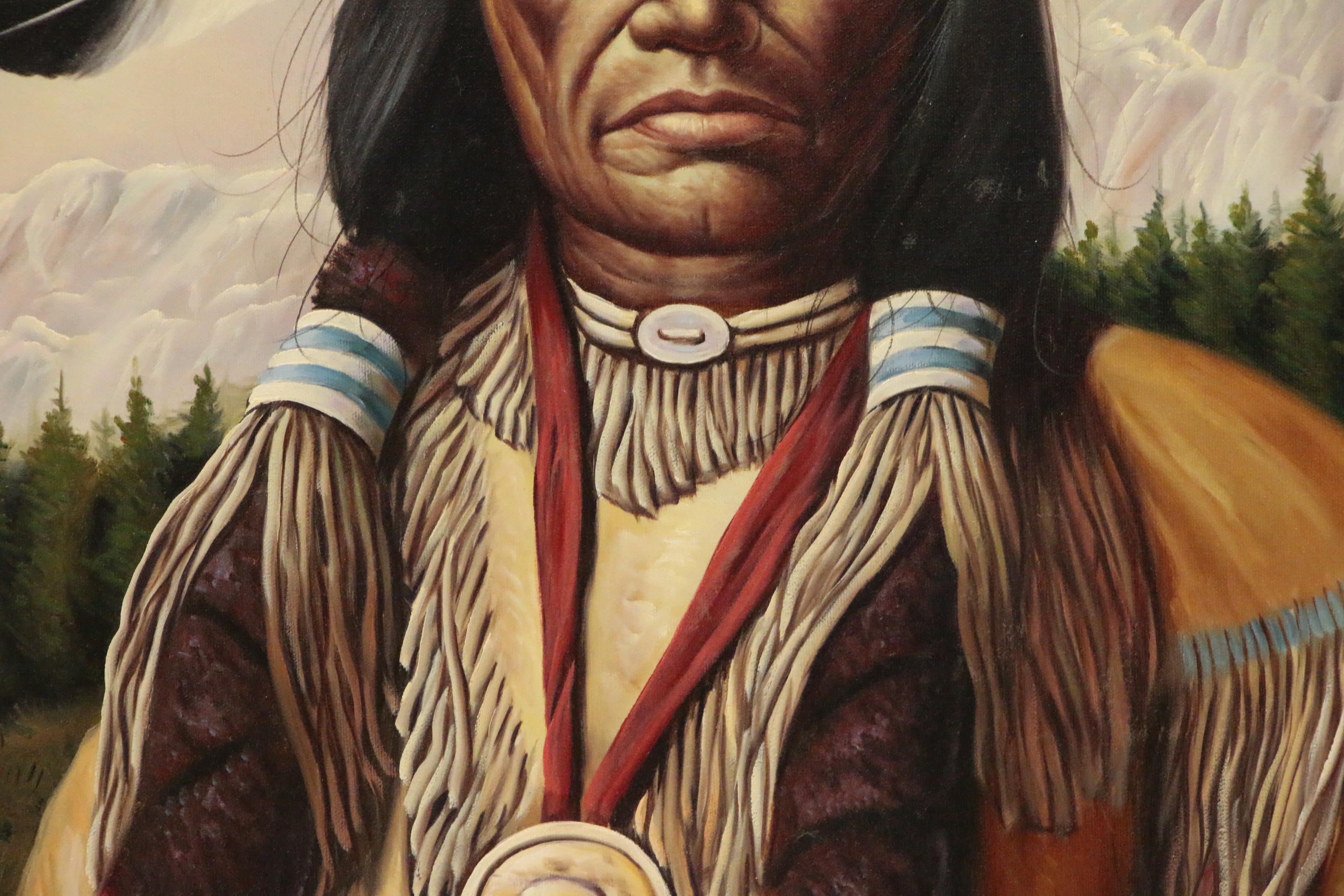 Oil Painting after Alfredo Rodriguez "Two Feathers"