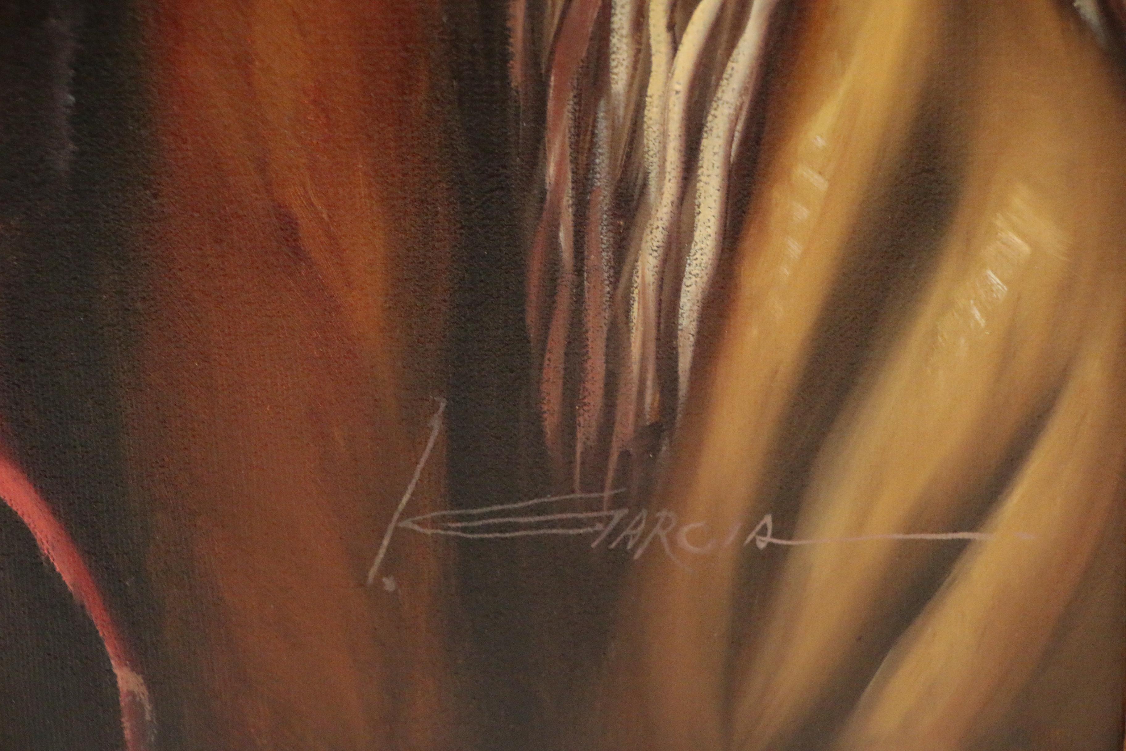 Oil Painting after Alfredo Rodriguez "Two Feathers"