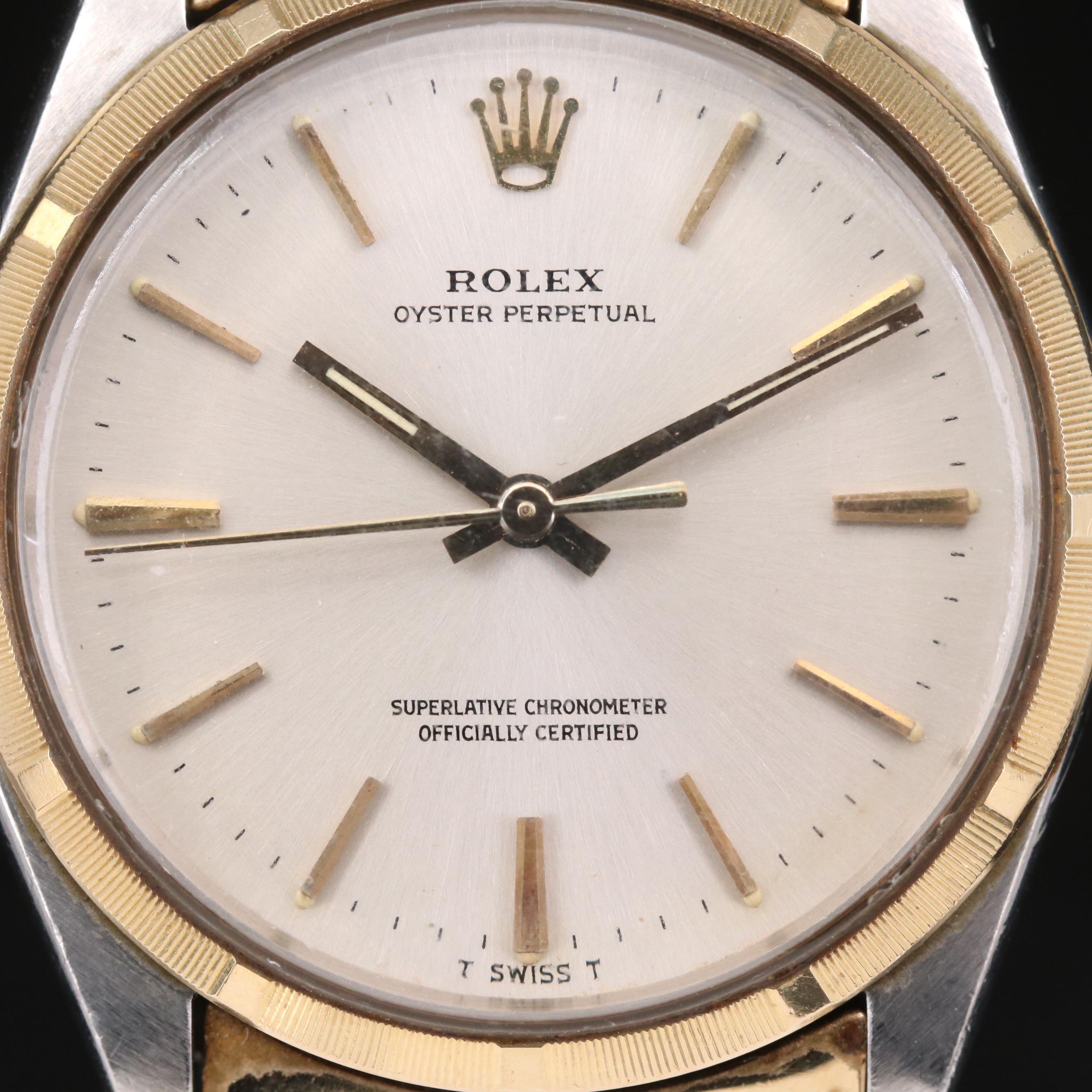 Vintage Rolex Oyster Perpetual 18K Gold and Stainless Steel Automatic Watch